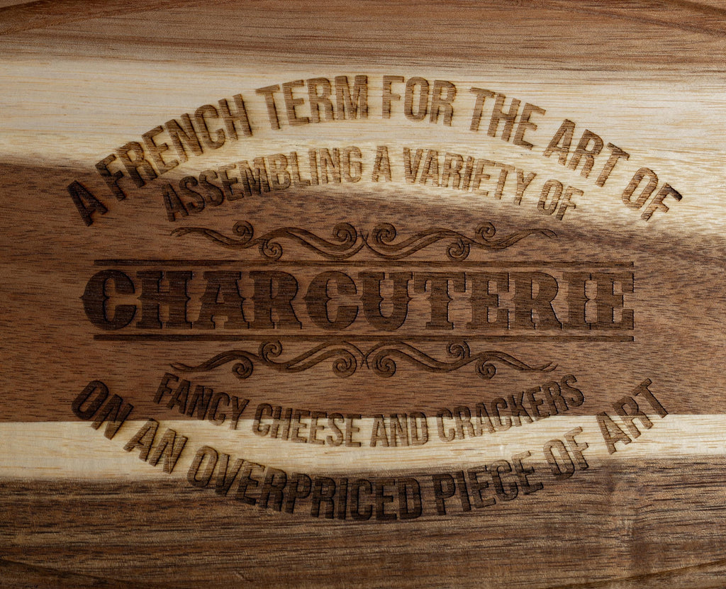 Rustic Acacia Charcuterie | 10 Inch Laser Engraved Wood Board – Unique Hostess Gift
