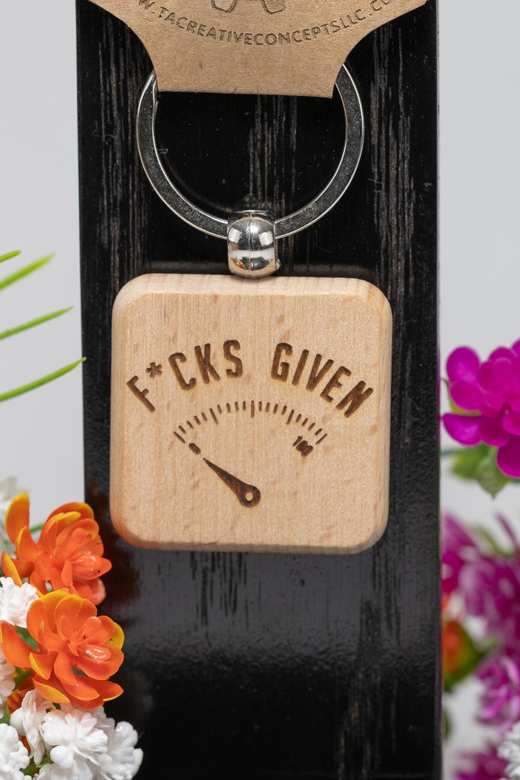 Sarcastic Wood Keychain – Double Sided Engraved Hardwood Key Ring, Funny Gift