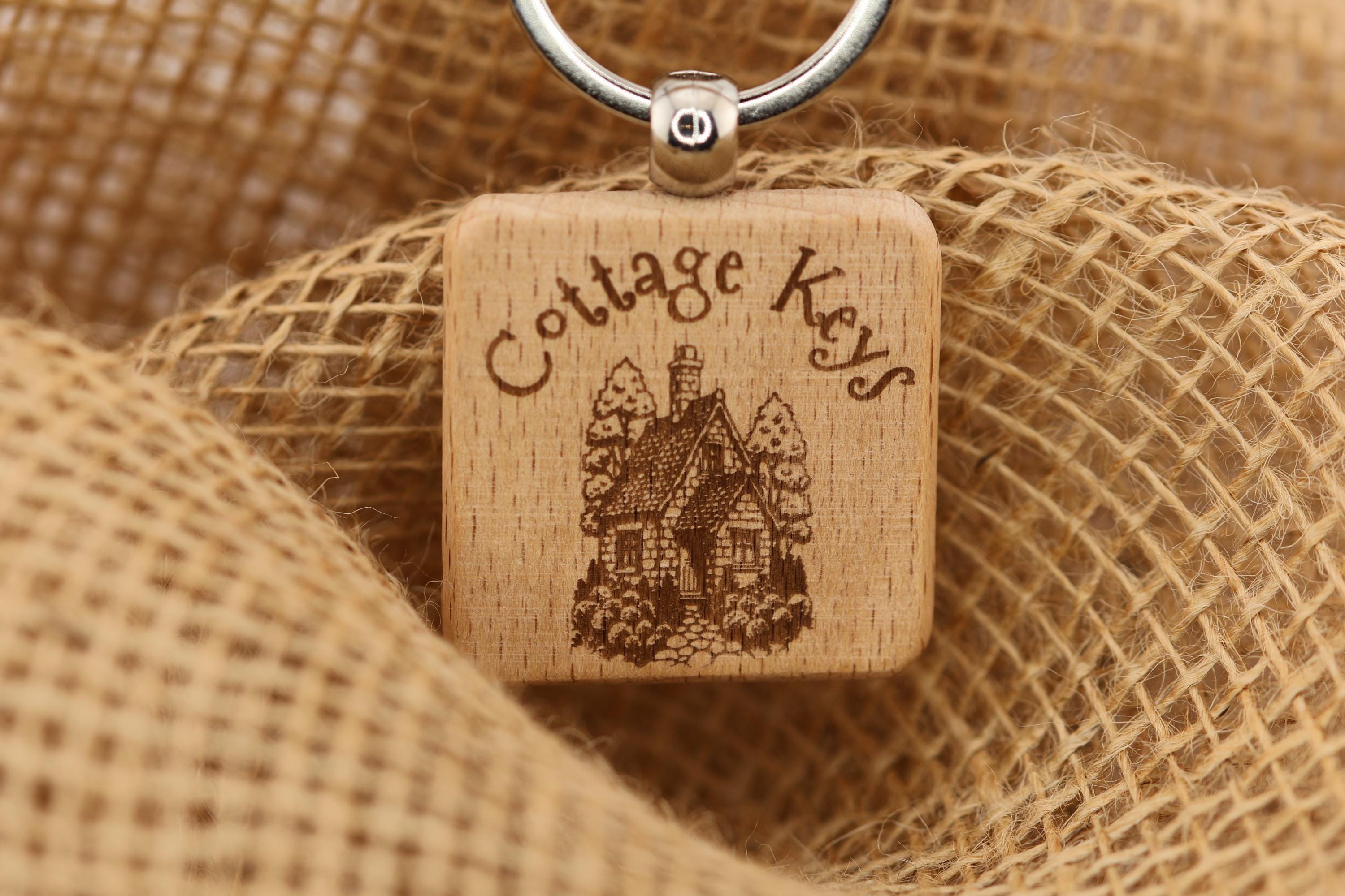 Cottage Keys Keychain | Forest Inspired Rustic Hardwood Key Holder with Stainless Steel Ring