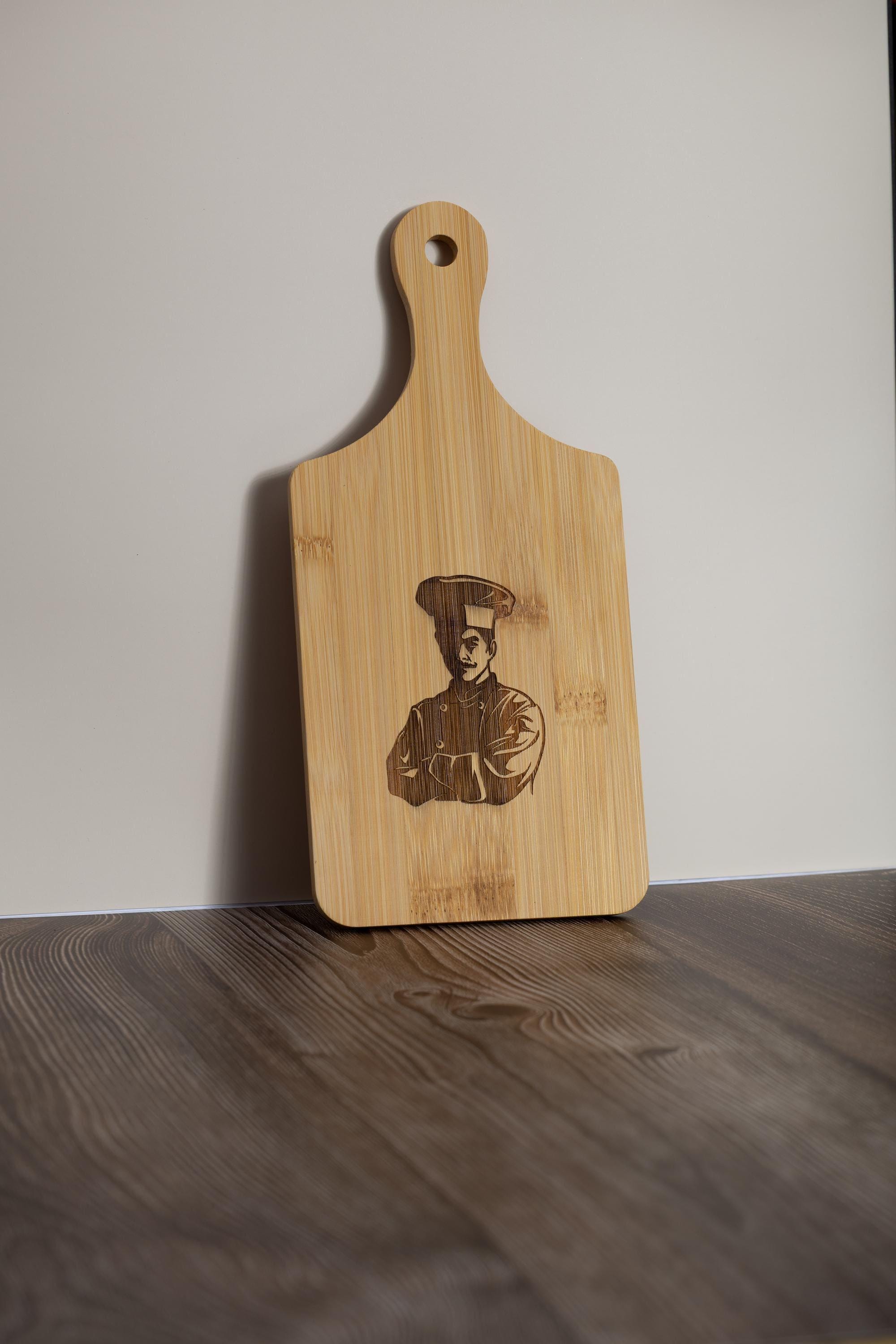 Bamboo Cutting Board - Small Chef Design | Laser Engraved Eco Friendly Prep Tray