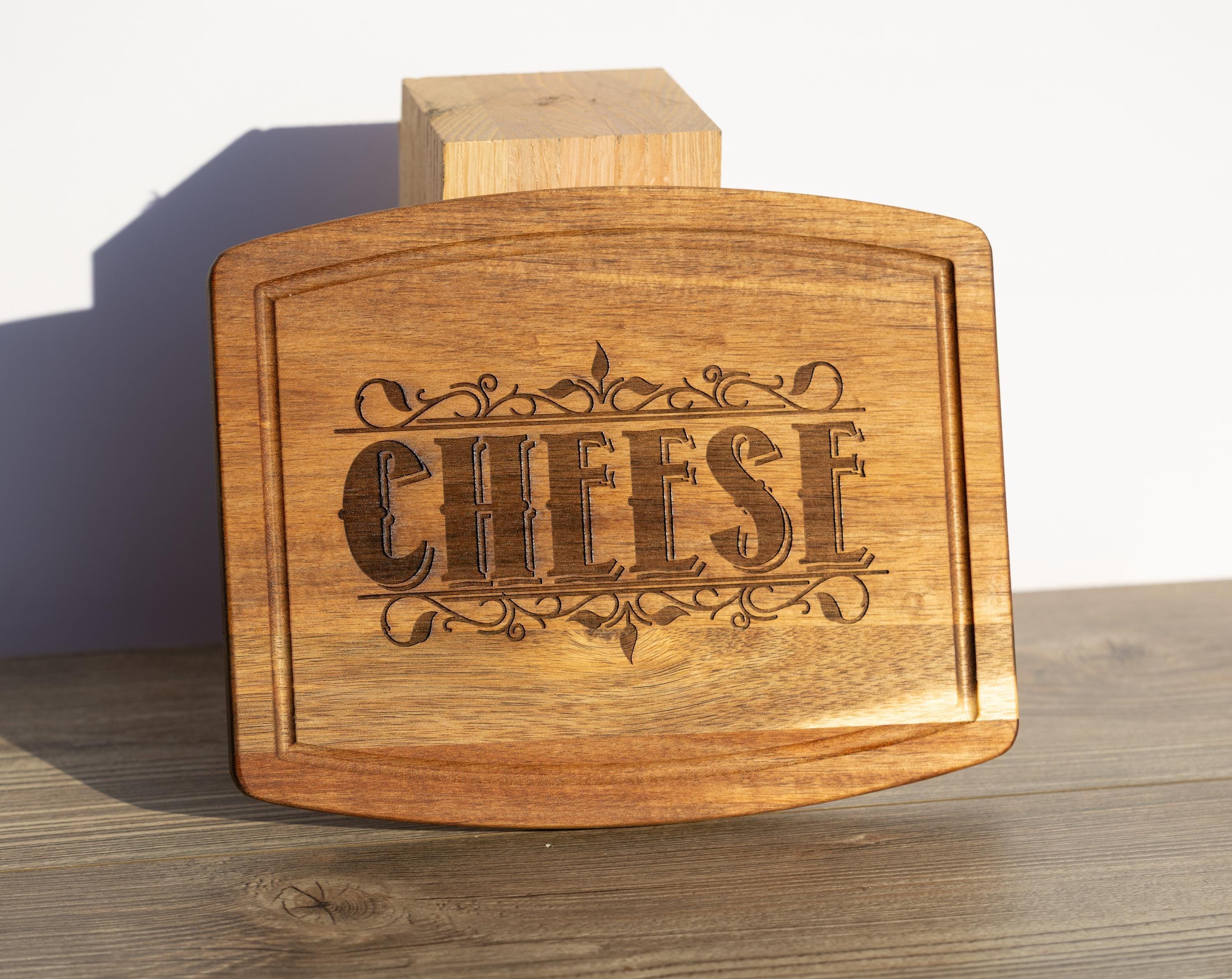 Acacia Wood Serving Tray - Rustic Cheese Charcuterie Board With Engraved Design