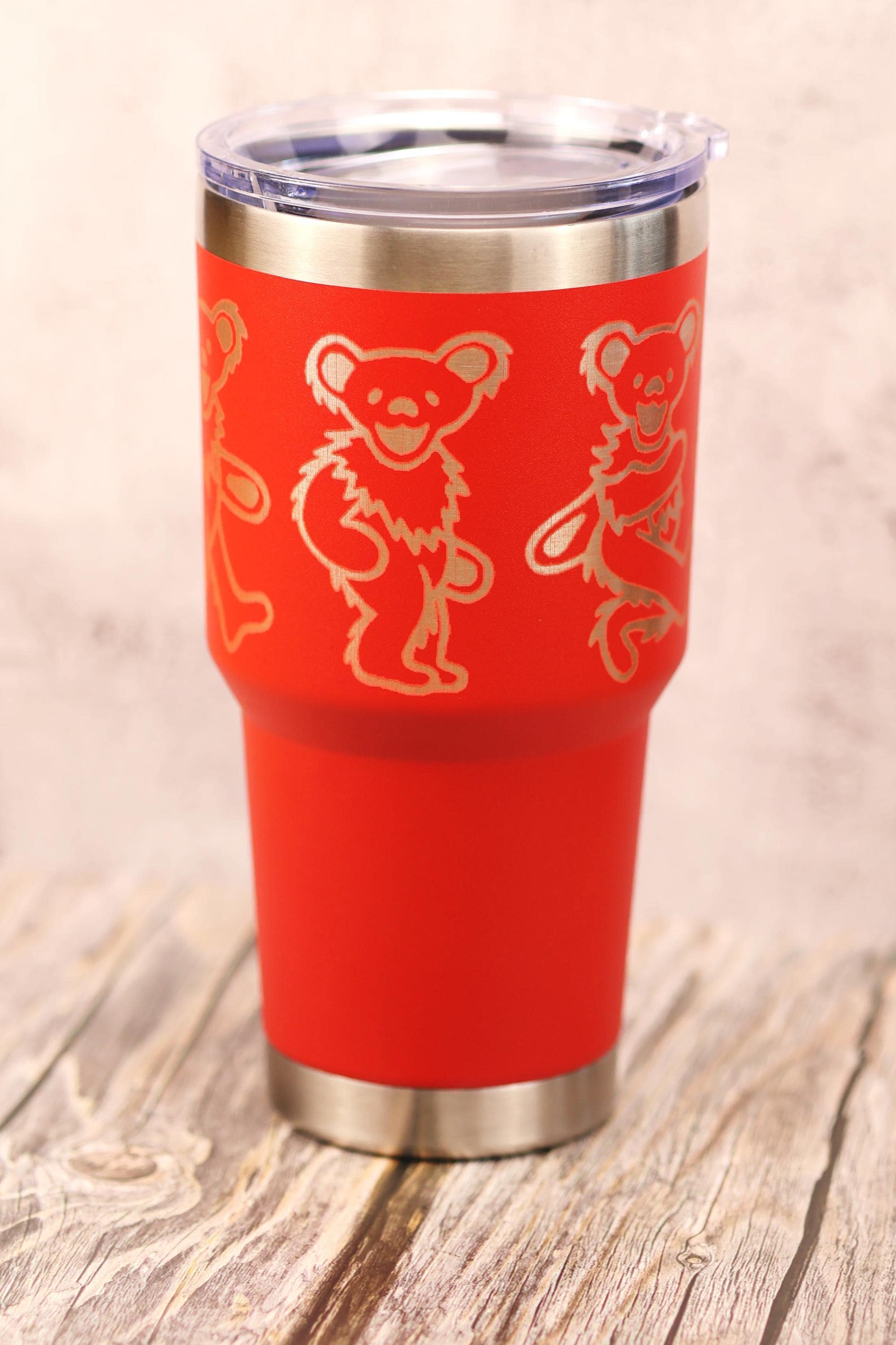 Grateful Dead Tumbler | 30oz Stainless Steel Vacuum Insulated Travel Mug - Laser Engraved Dancing Bears Design
