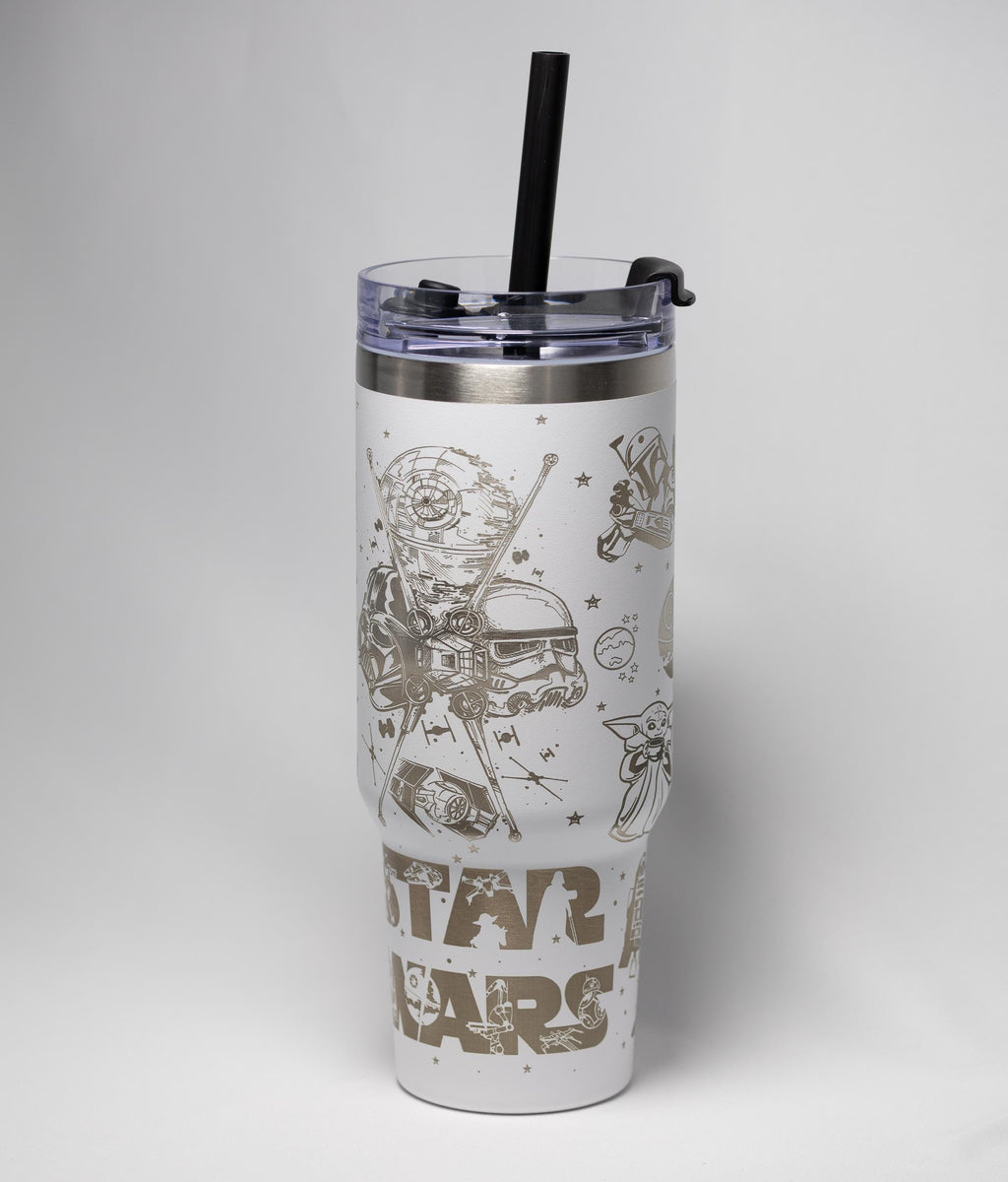 Star Wars Tumbler - Large 40oz Powder Coated Cup With Laser Engraved Full Wrap Design
