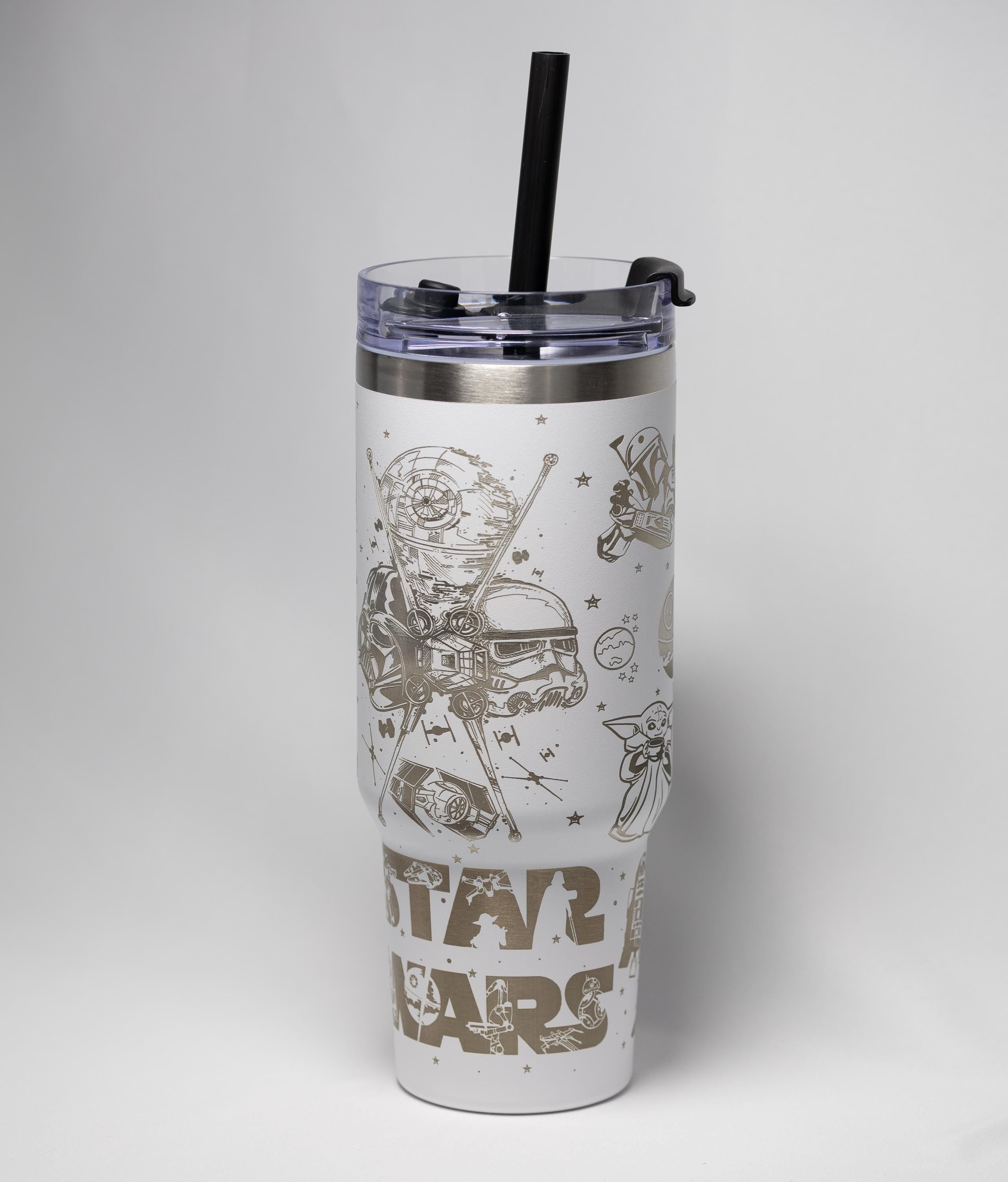Star Wars Tumbler - Large 40oz Powder Coated Cup With Laser Engraved Full Wrap Design