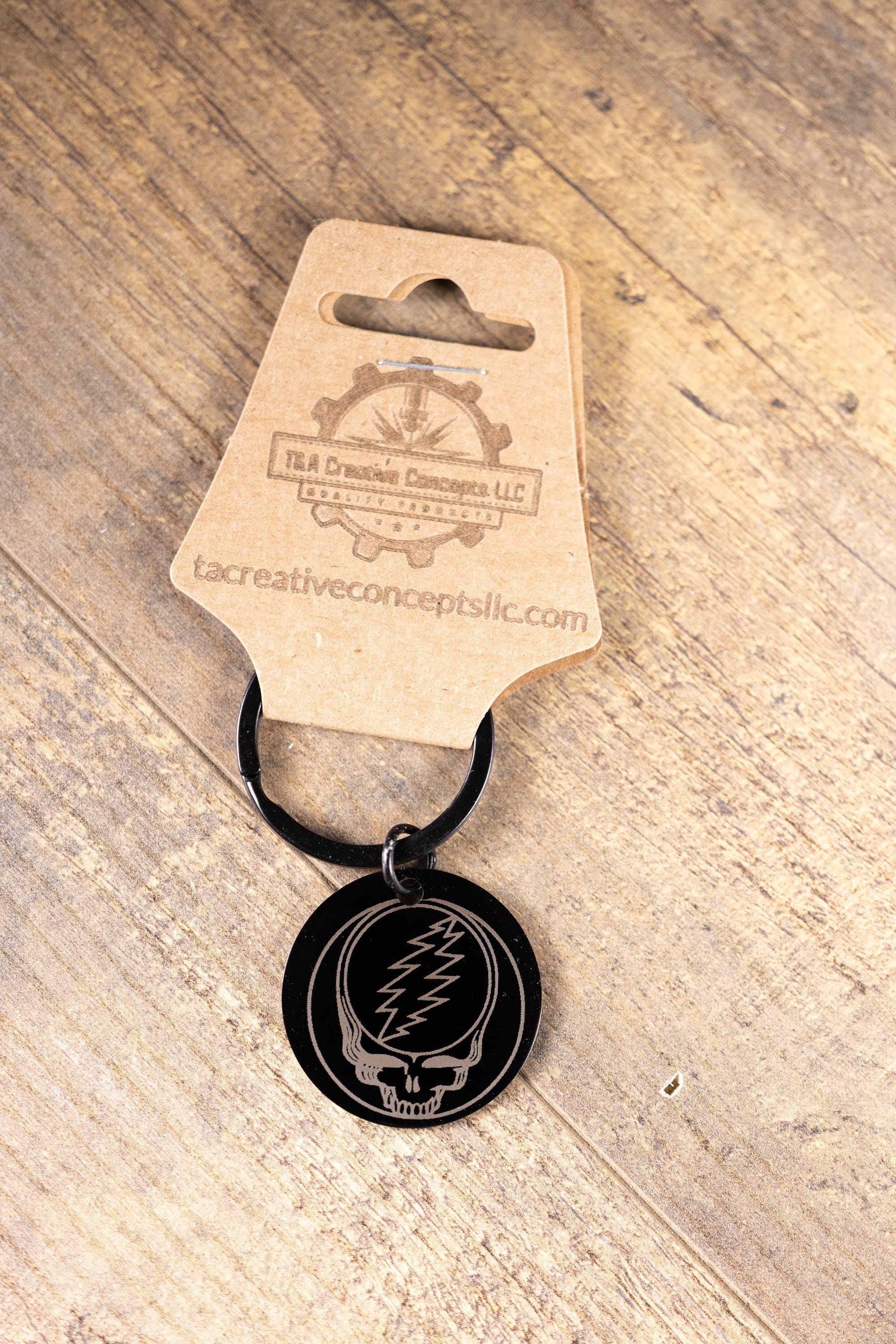 Steal Your Face Keychain – Black Stainless Steel, Double Sided Laser Engraved