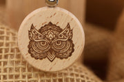 Owl Keychain - Double Sided Charm | Laser Engraved Gift | Rustic Wood Accessory