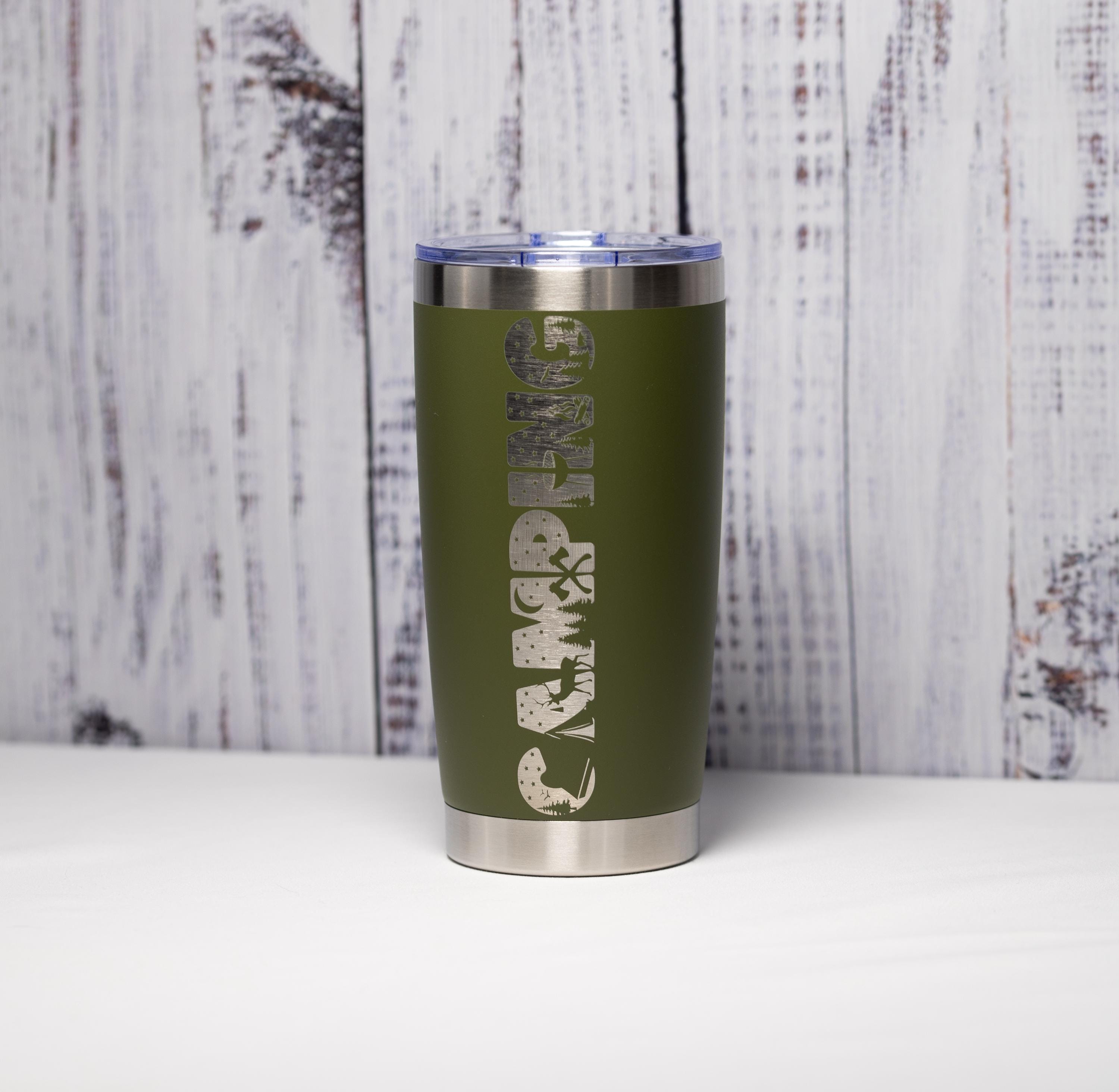 Laser Engraved Tumbler - 20oz Camping Cup | Custom Powder Coat, Double Wall Insulated