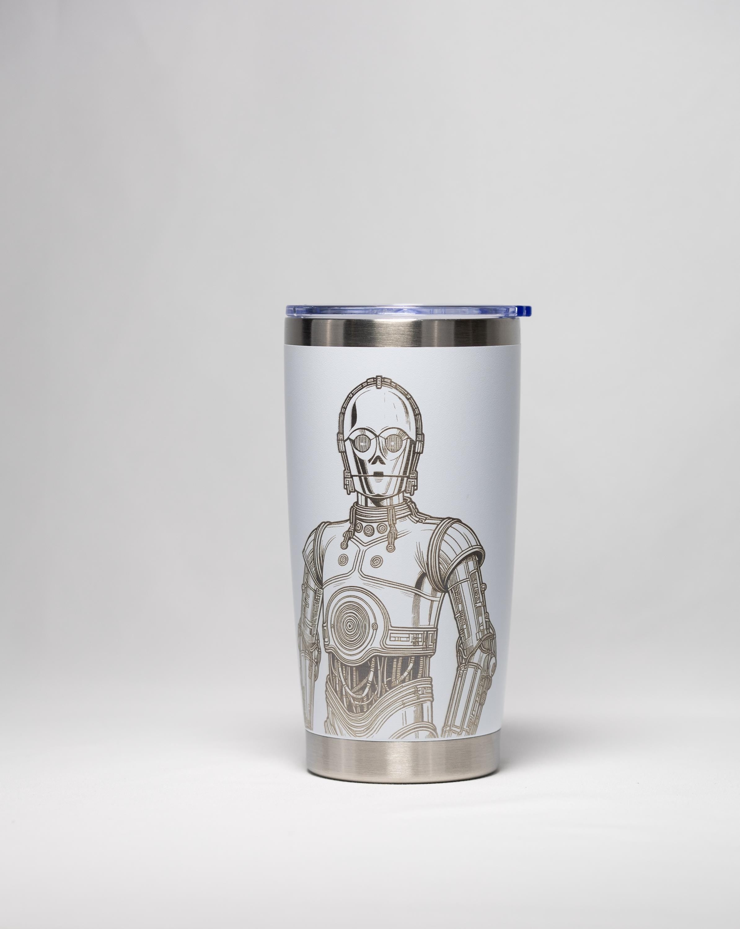 Stainless Steel Tumbler – 20 Oz Vacuum Insulated Cup with Laser Engraved Protocol Droid Design