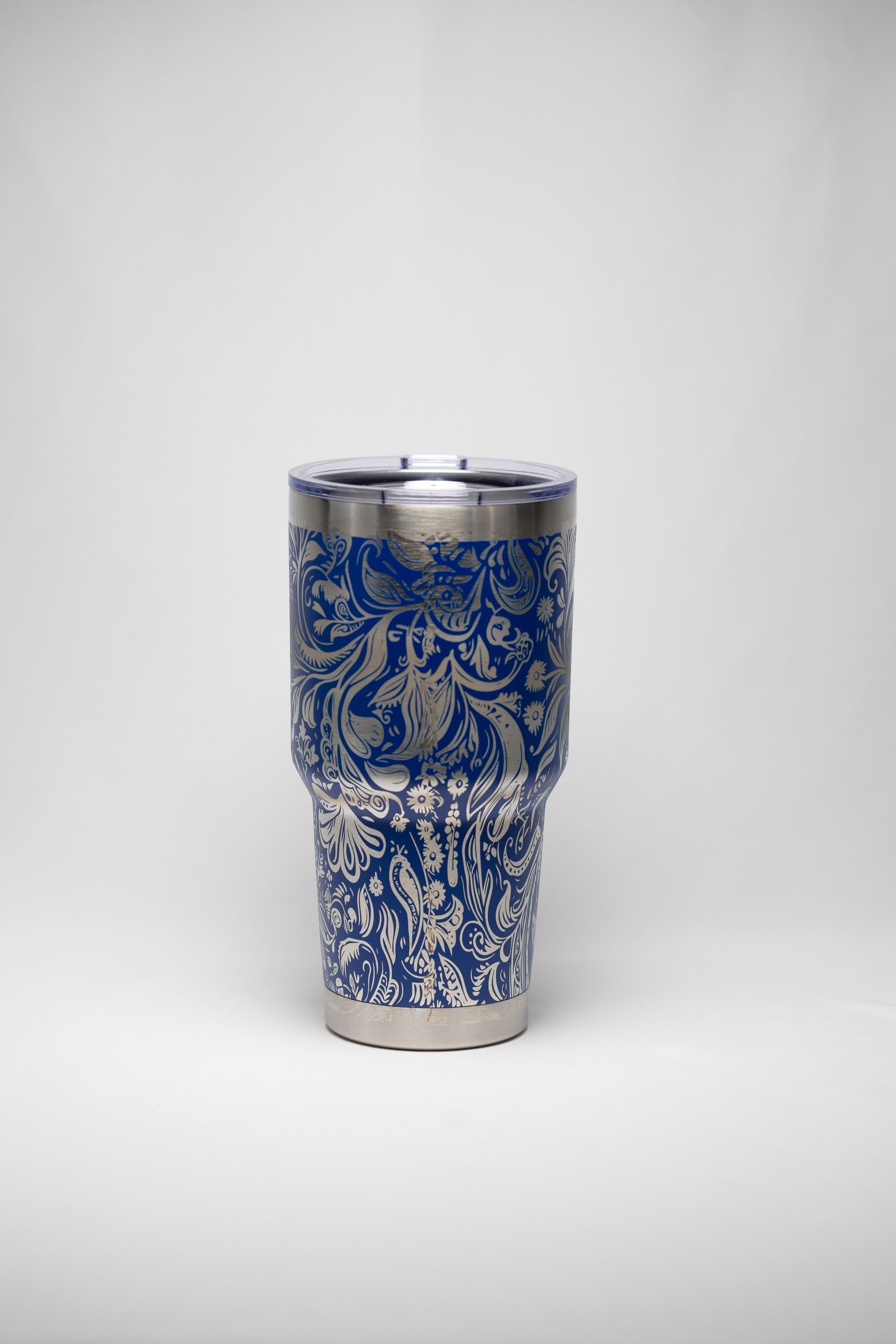 Paisley Travel Tumbler - 30oz Double Wall Insulated Drink Cup With Laser Engraving