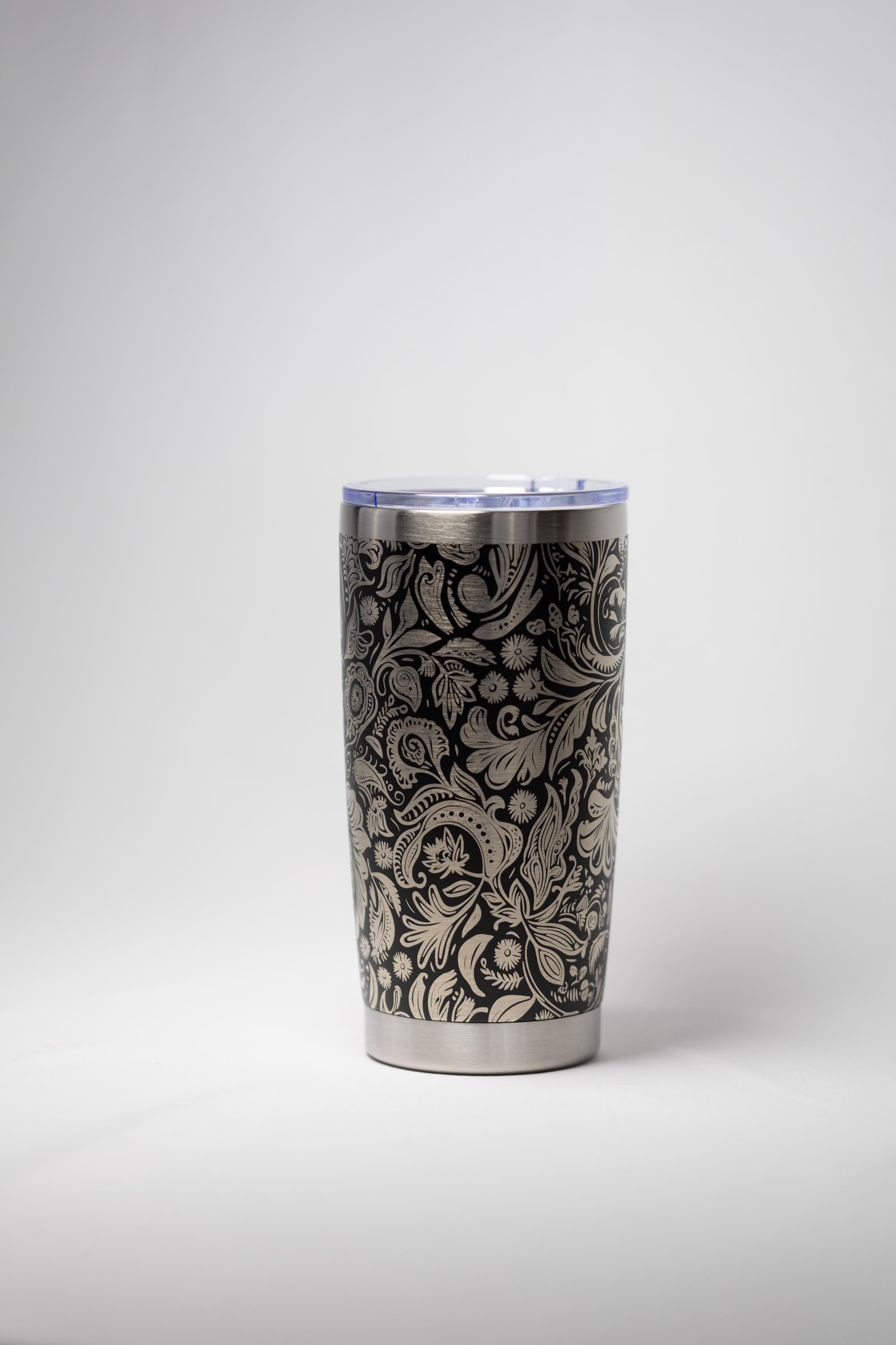 Paisley Wrap Tumbler | Insulated Stainless Steel 20 oz | Custom Color, Laser Engraved Wrap
