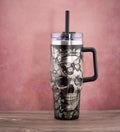 Skulls and Butterflies Tumbler – 40oz Double Wall Insulated Cup | Stainless Steel, Straw Lid