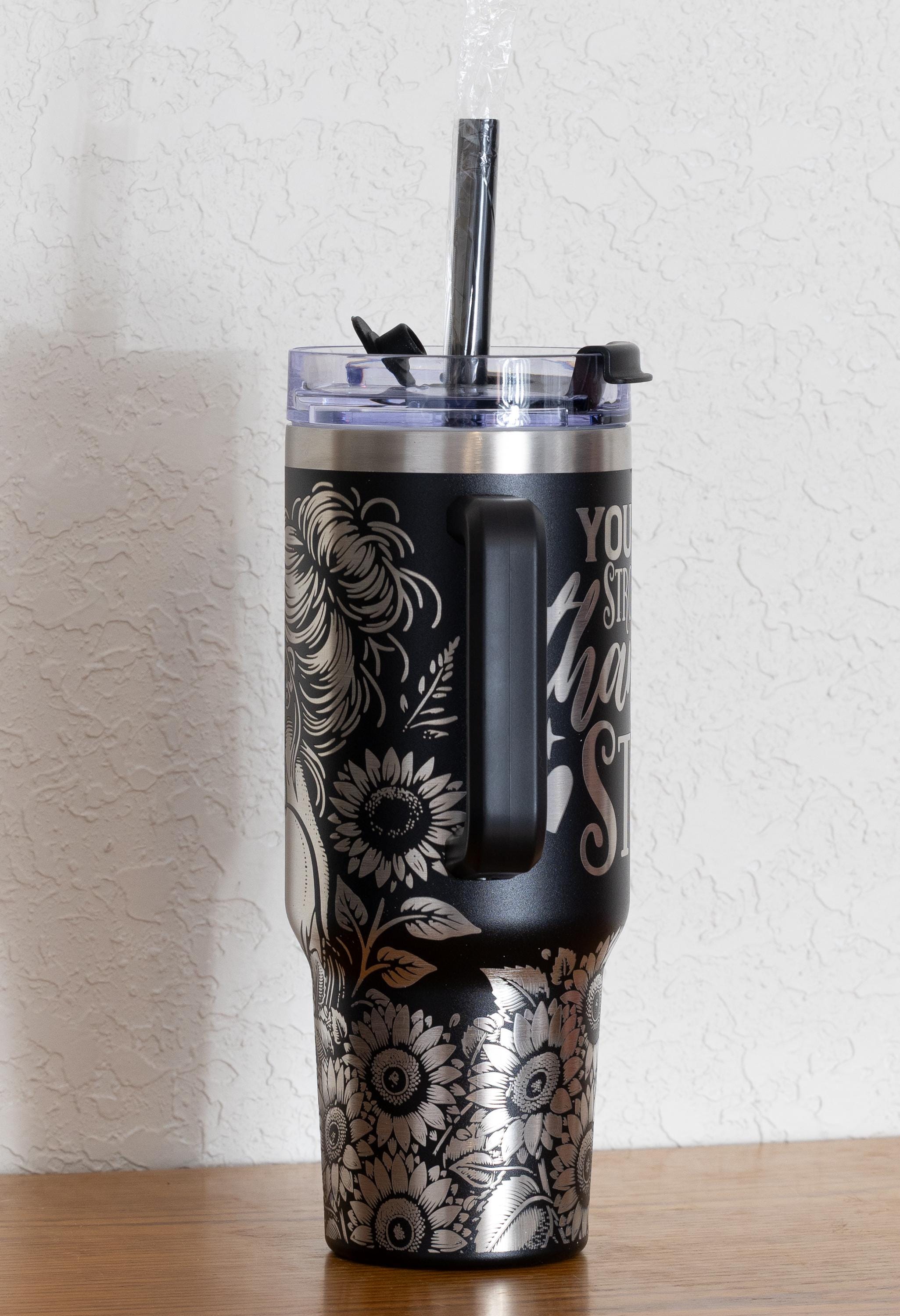 Stainless Steel Tumbler 40oz – Vacuum Insulated Mug With Handle Sliding Lid