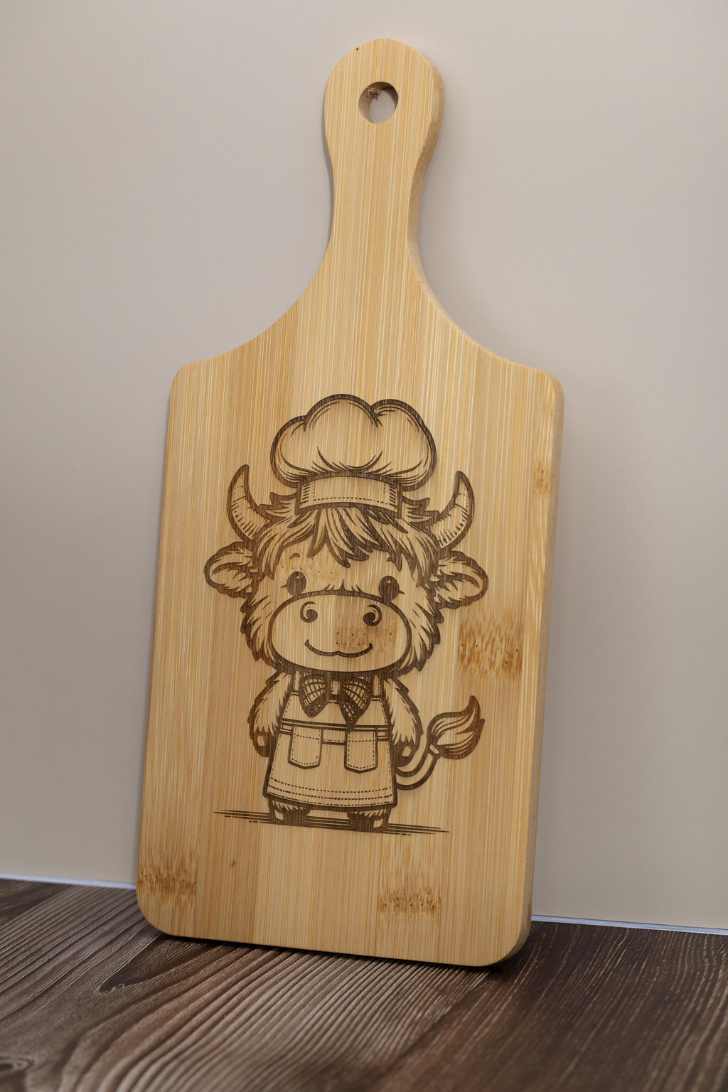 Highland Cow Cutting Board – Eco Friendly Bamboo, Small Rustic Kitchen Decor