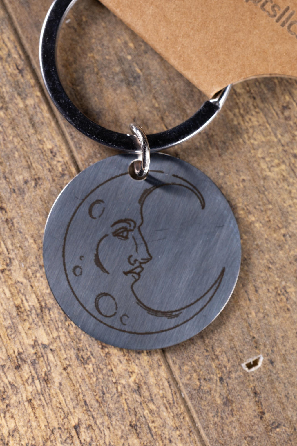 Moon Keychain - Laser Engraved Stainless Steel, Double Sided Moon Phase Accessory
