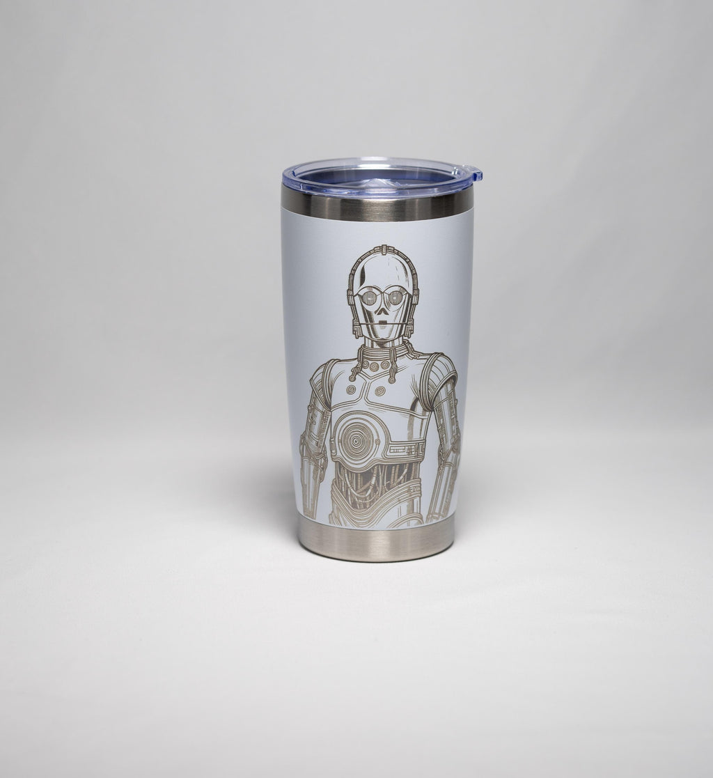 Stainless Steel Tumbler – 20 Oz Vacuum Insulated Cup with Laser Engraved Protocol Droid Design