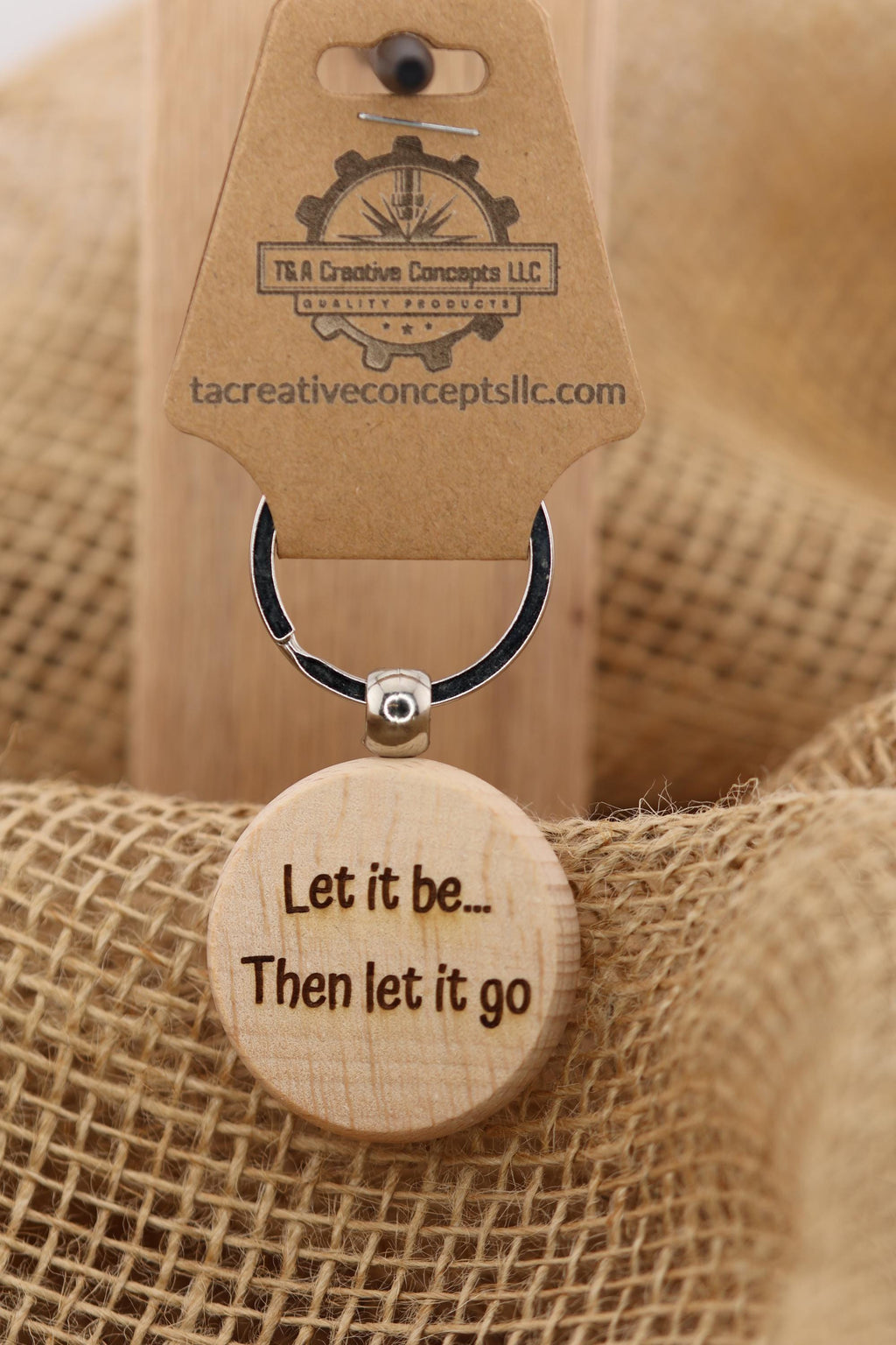 Wood Keychain – Laser Engraved Music Quote | Stainless Steel Ring, Rust Resistant