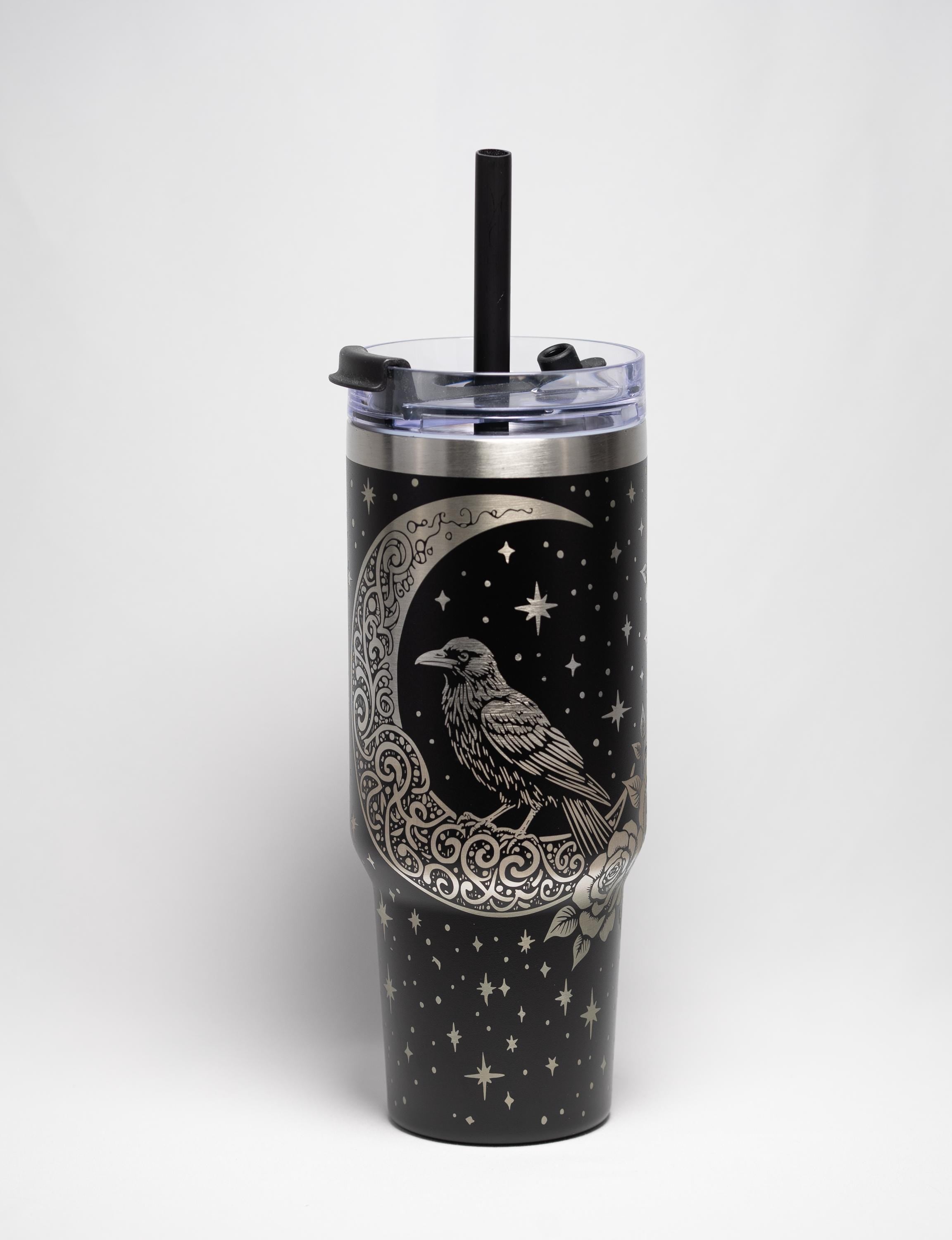 Laser Engraved Tumbler - 40 Ounce Insulated Cup | Crow Moon Design, Stainless Steel