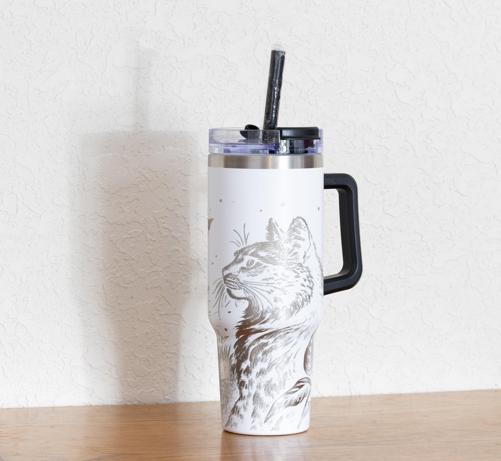 Stainless Steel Tumbler – 40oz Travel Mug With Handle, Straw & Double Wall Insulation