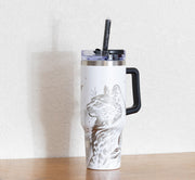 Stainless Steel Tumbler – 40oz Travel Mug With Handle, Straw & Double Wall Insulation