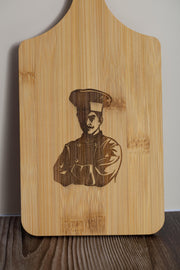 Bamboo Cutting Board - Small Chef Design | Laser Engraved Eco Friendly Prep Tray