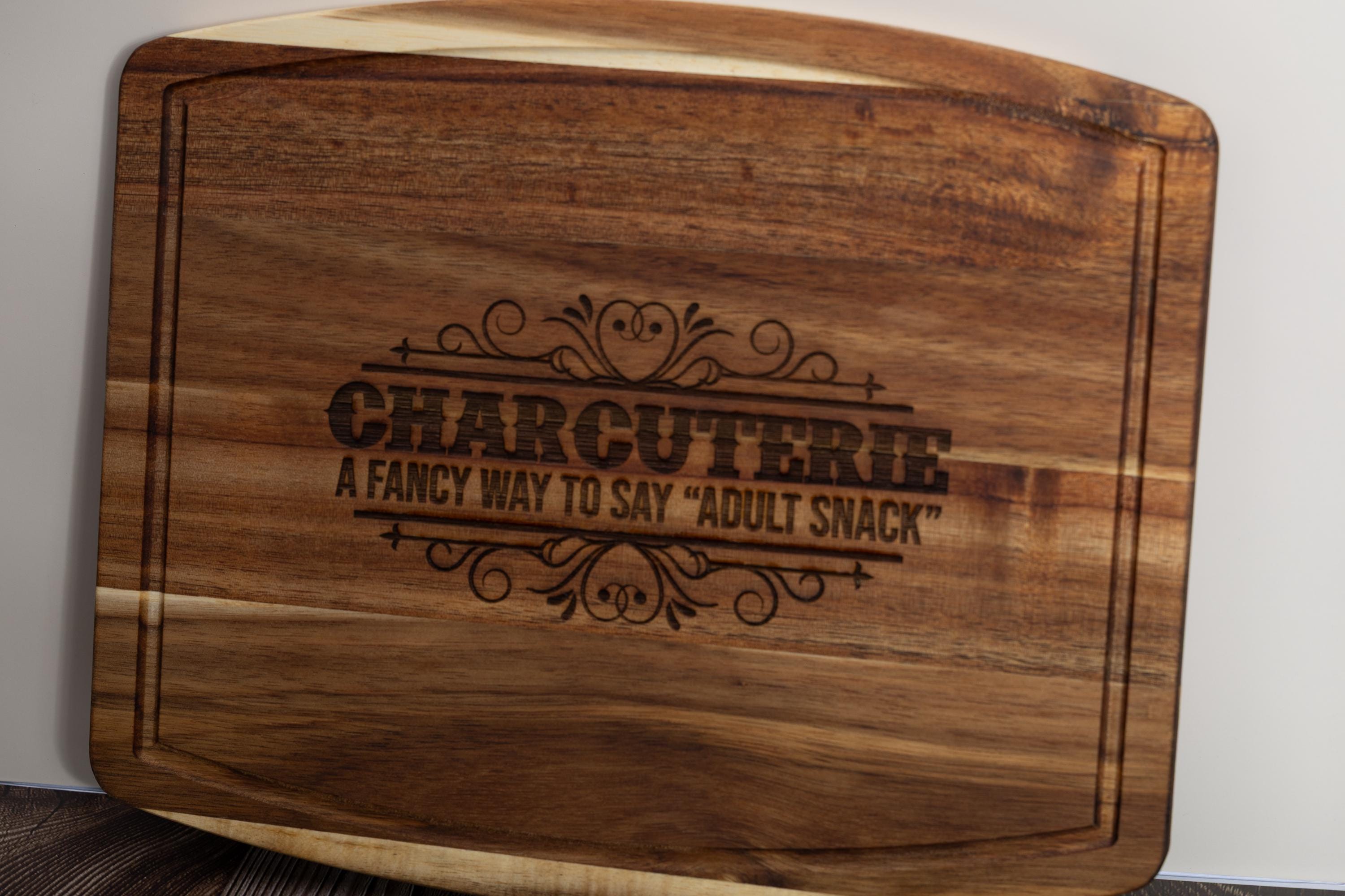 Funny Adult Snack Board - Acacia Wood Charcuterie Serving Tray | Laser Engraved Gift