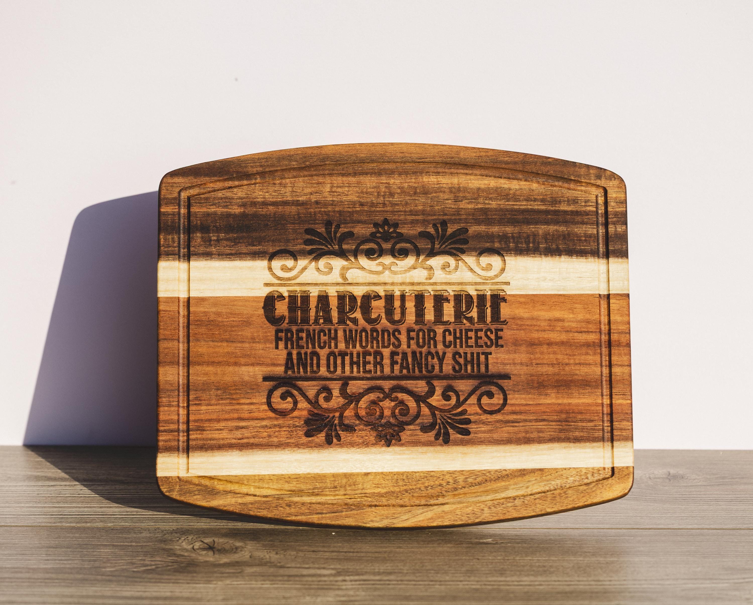 Acacia Wood Charcuterie - Handmade Engraved Snack Board 10x12 Inches