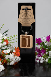 DJ Keychain – Double Sided Laser Engraved Wood Key Ring | Official DJ Gift Accessory