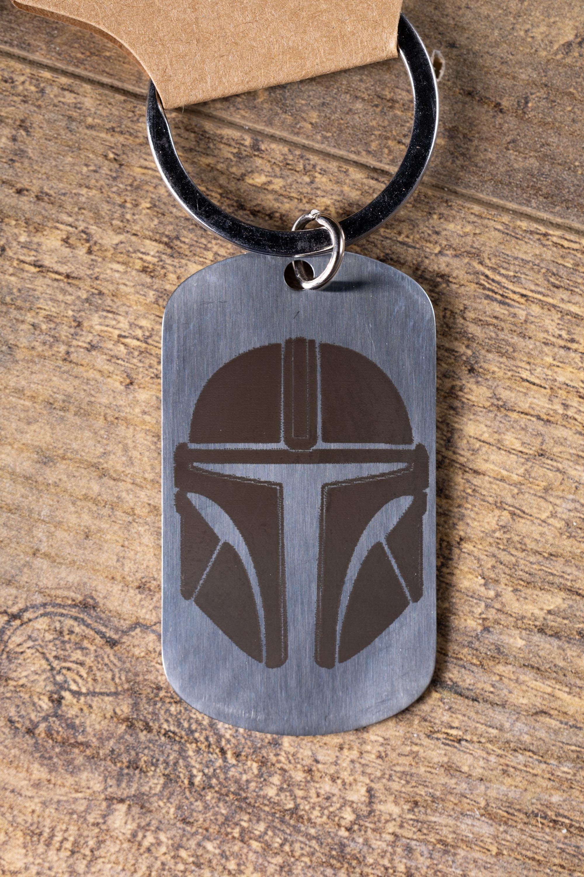 Mandalorian Keychain | Laser Engraved Stainless Steel Double Sided Gift