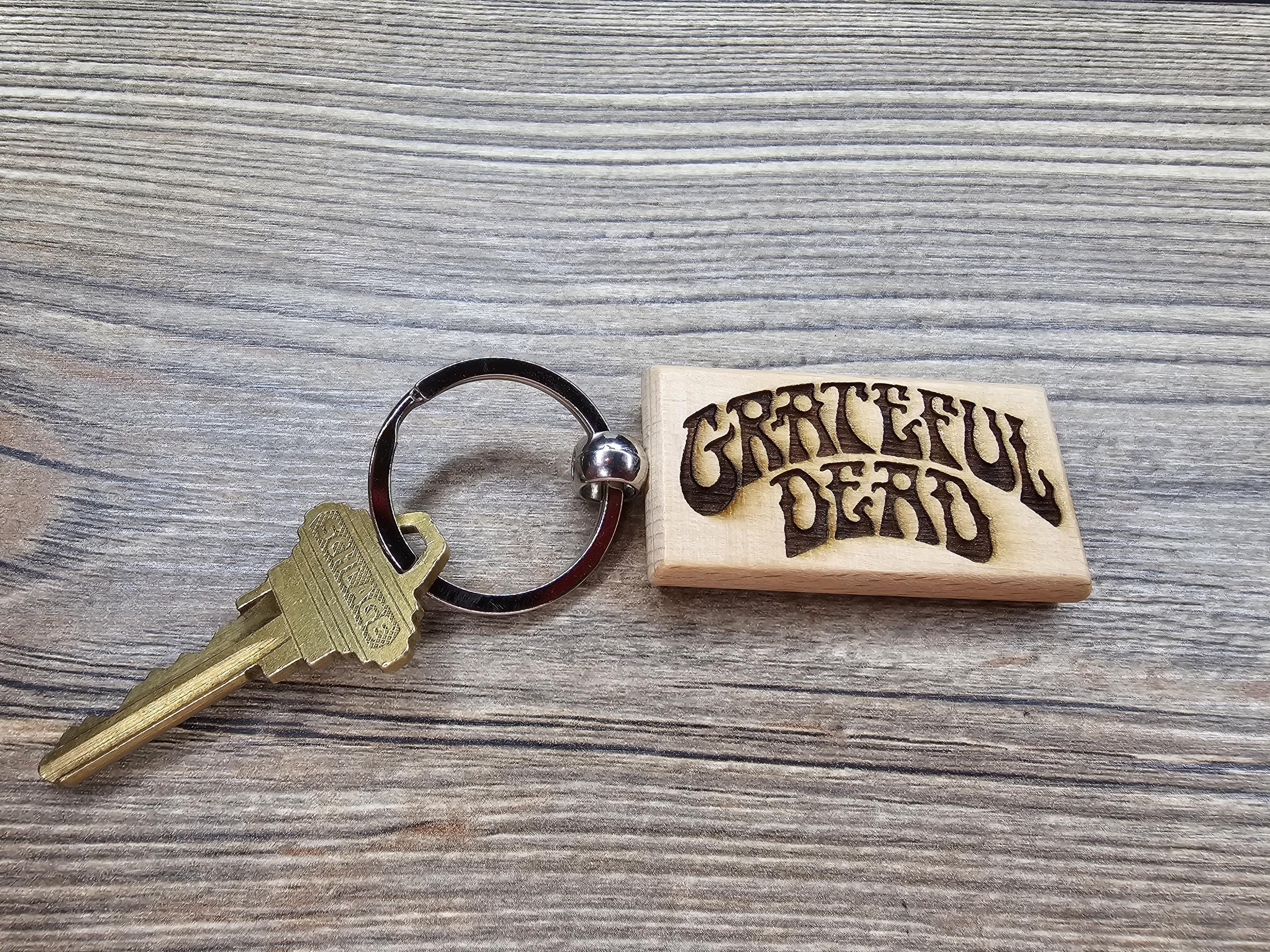 Grateful Dead Keychain – Laser Engraved Hardwood With Durable Steel Ring
