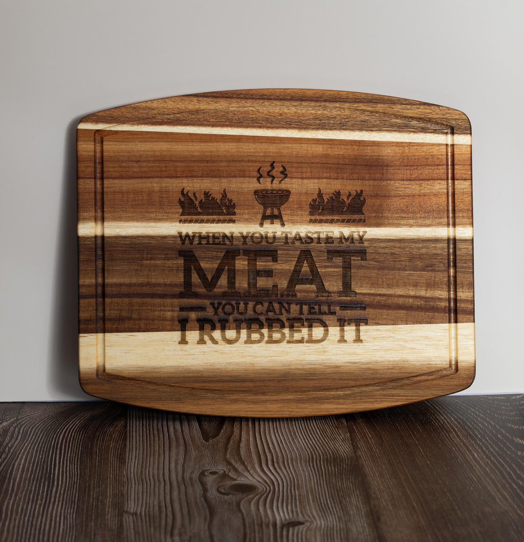Acacia Wood Cutting Board – Engraved BBQ Grill Board, Durable & Knife Friendly