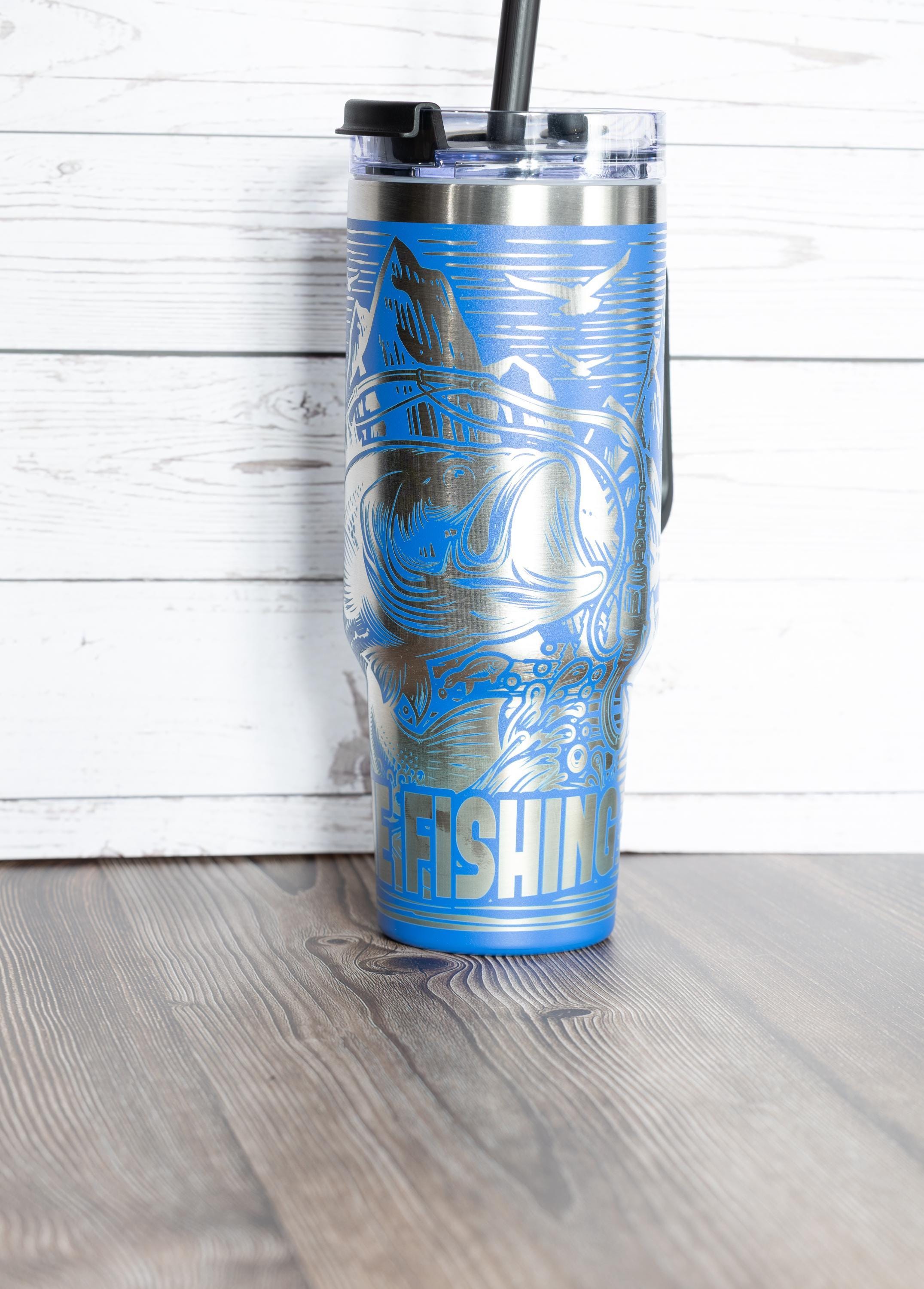 Gone Fishing Travel Mug - 40oz Insulated Stainless Steel Double Wall Cup