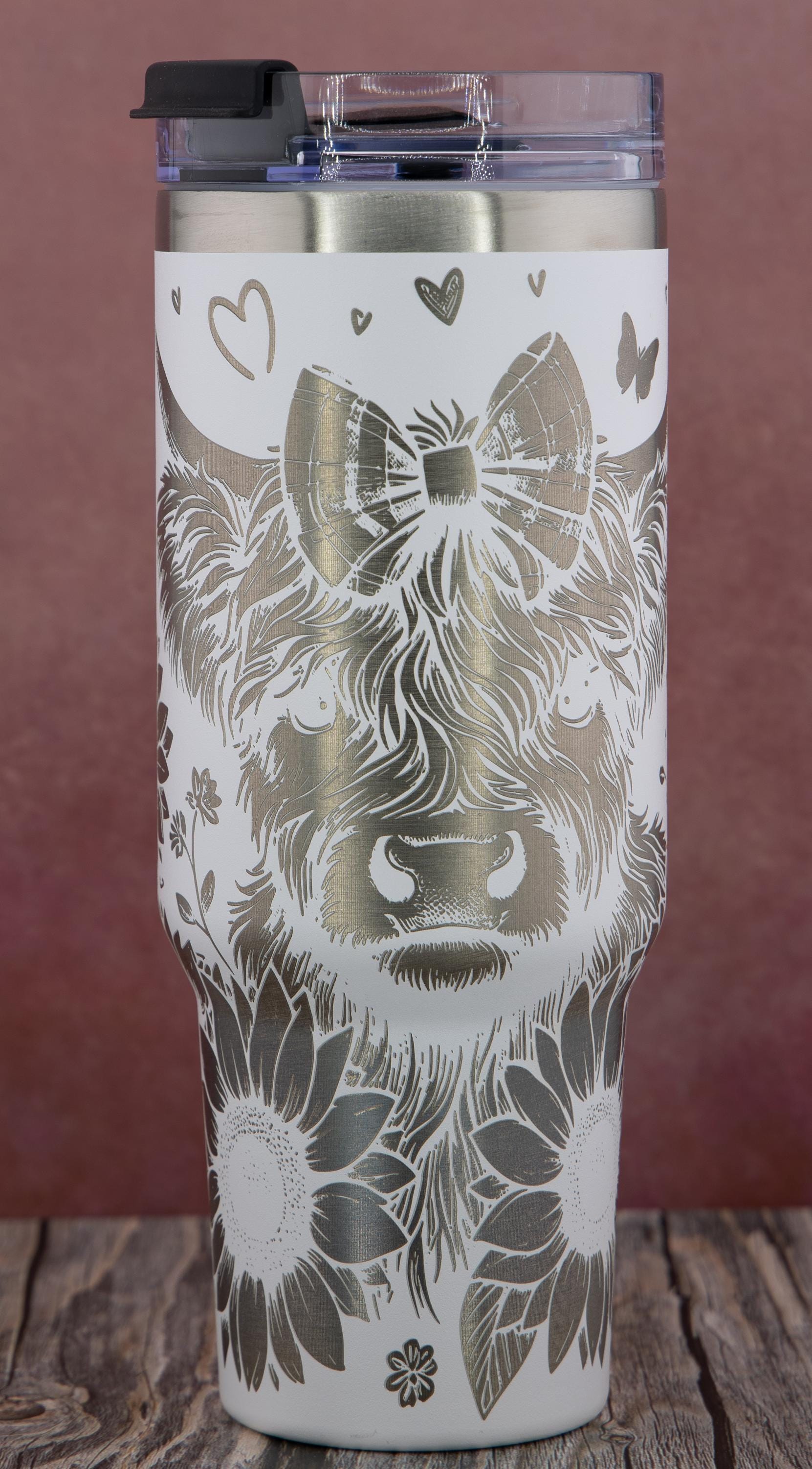 Highland Cow Tumbler - 40oz Stainless Steel Double Wall Vacuum Insulated Cup