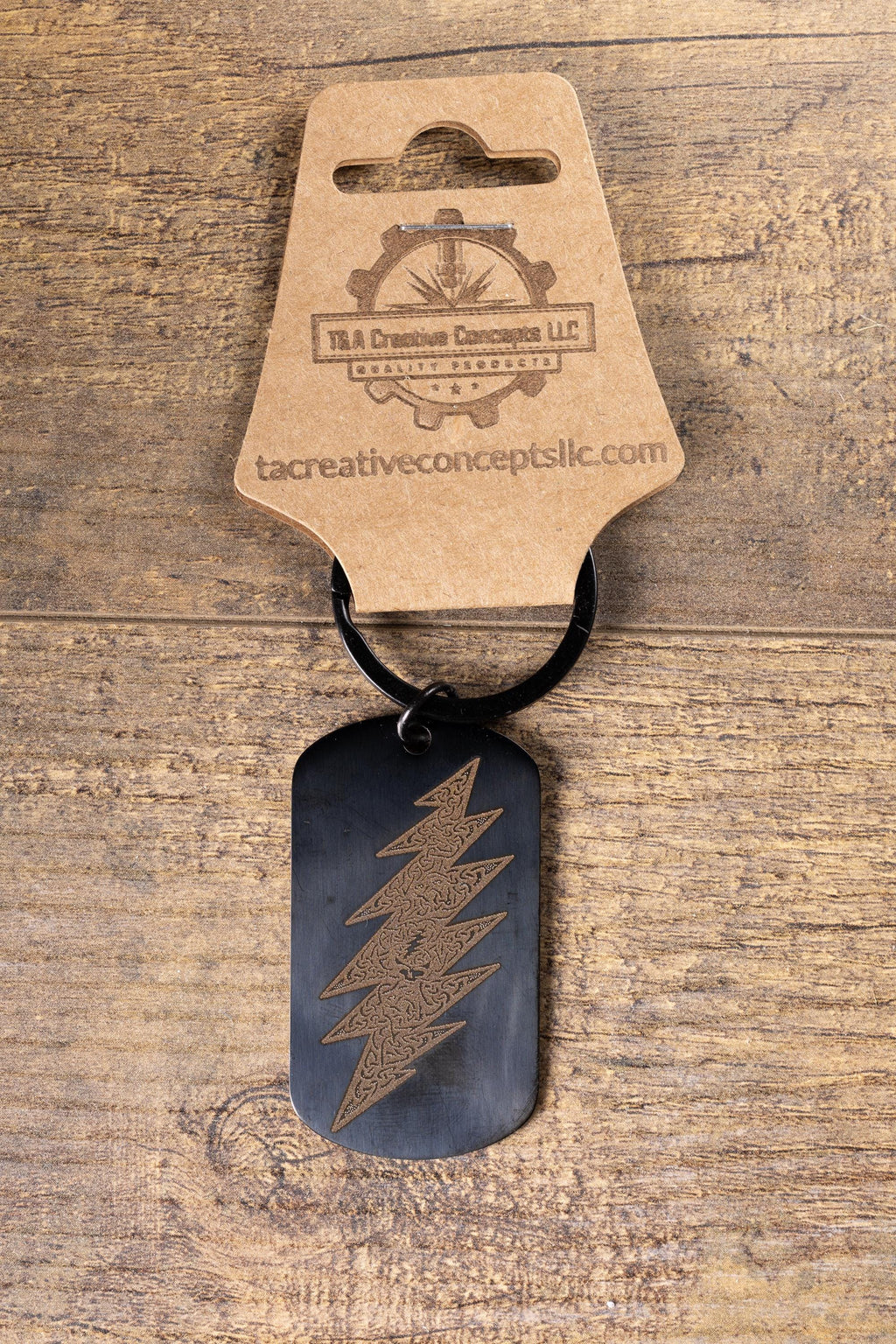 Grateful Dead Keychain – Black Stainless Steel With Laser Engraved Celtic Bolt Design