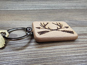 Rustic Hunting Keychain – Hardwood Double Sided Antlers and Arrows Design