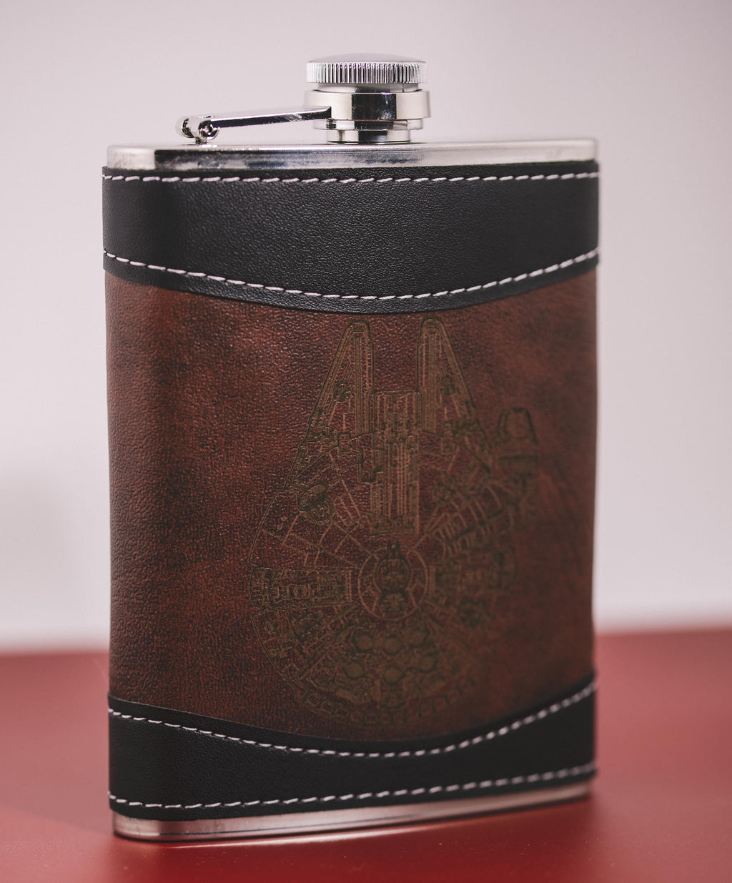 Star Wars Leather Flask - Millennium Falcon Stainless Steel 8oz Leak Proof