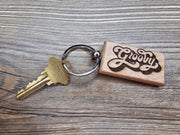 Groovy Keychain – Retro 70s Double Sided Engraved Hardwood Charm