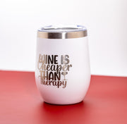 Insulated Wine Tumbler - 12oz Stainless Steel Double Wall, Laser Engraved Funny Gift