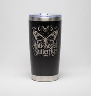 Insulated Travel Tumbler – Laser Engraved Butterfly Design, Custom Powder Coated, 20oz