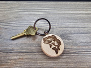 Largemouth Bass Keychain – Engraved Wooden Fishing Accessory With Stainless Steel Ring