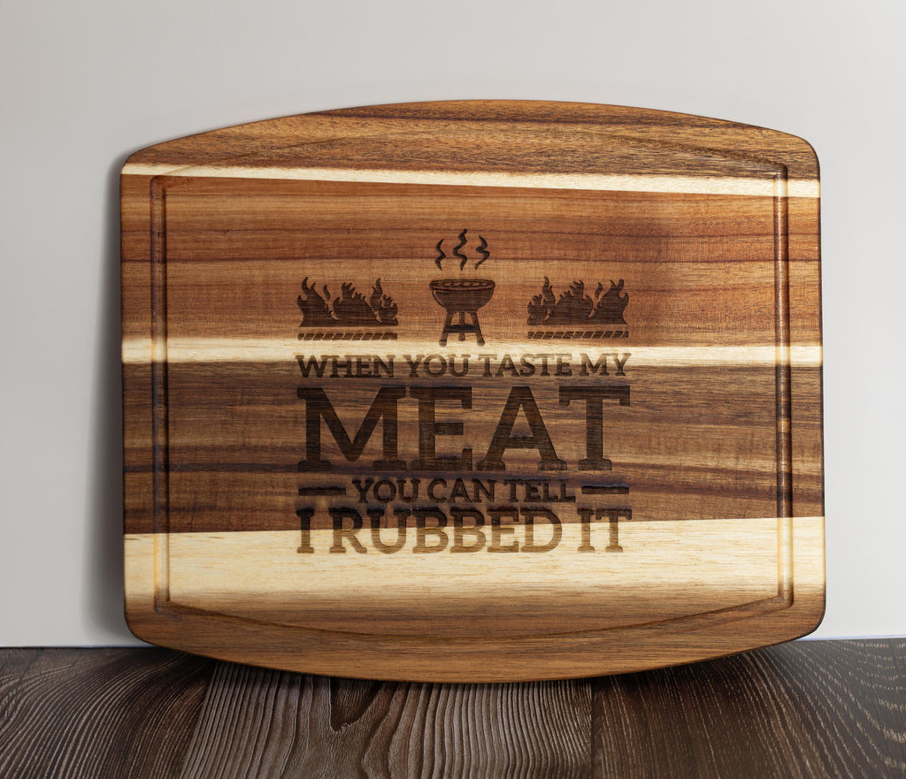Acacia Wood Cutting Board – Engraved BBQ Grill Board, Durable & Knife Friendly