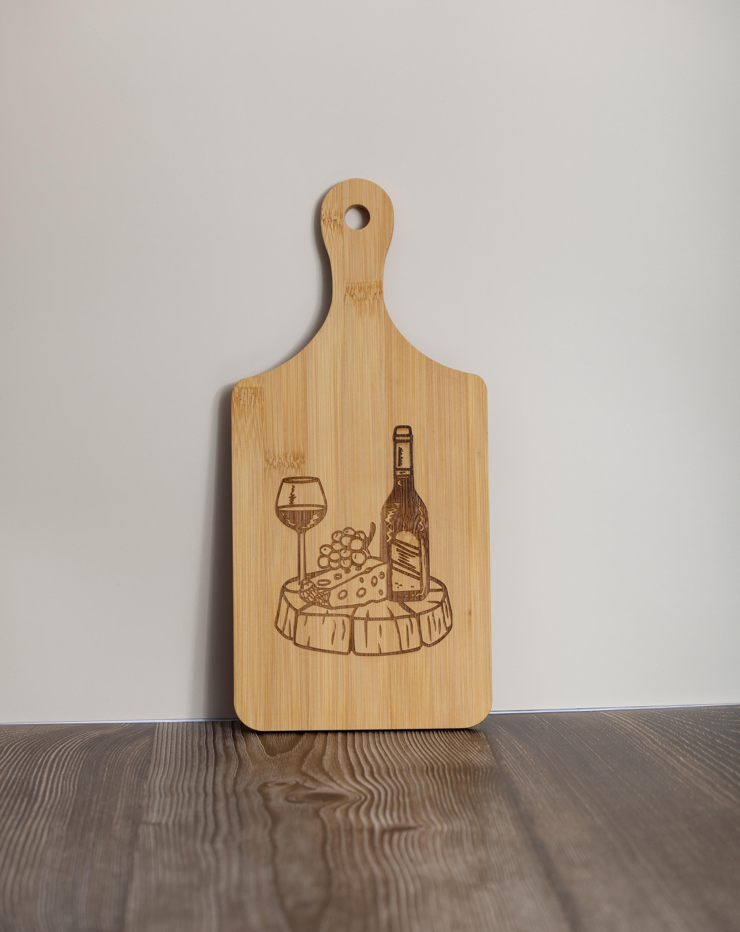 Bamboo Charcuterie Board – Laser Engraved Wine And Cheese Serving Tray