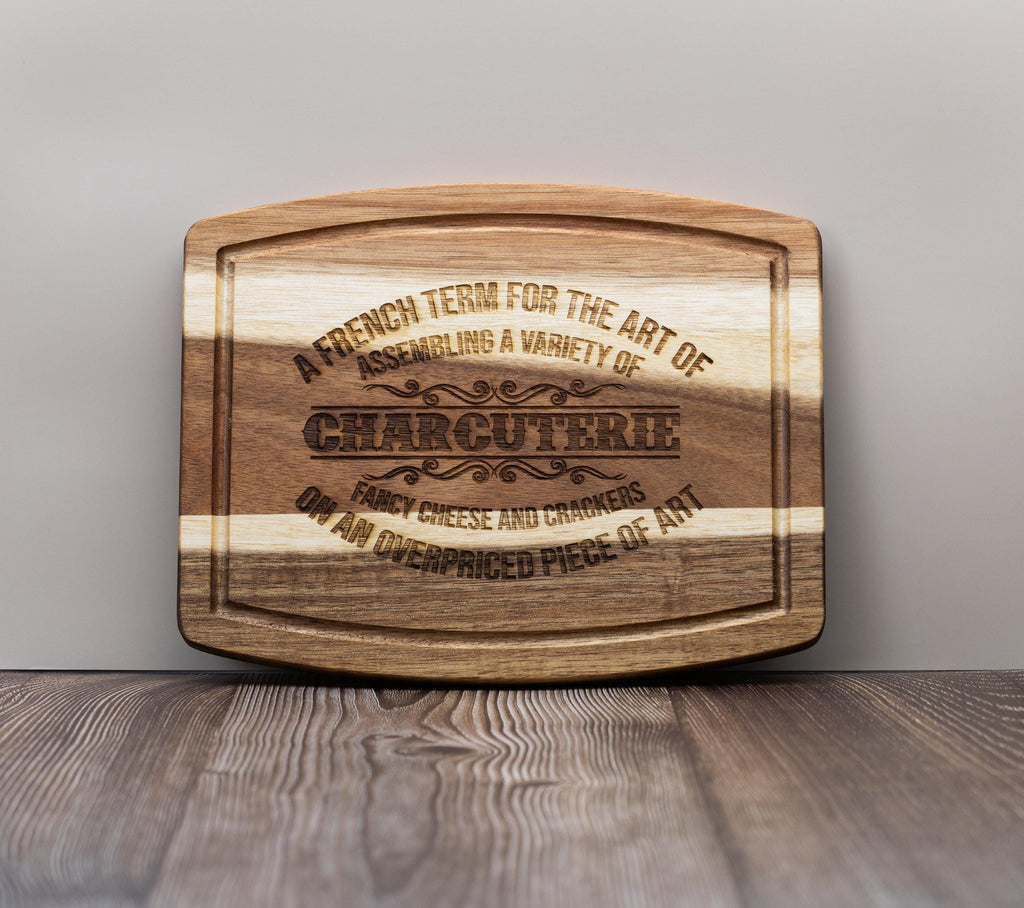 Rustic Acacia Charcuterie | 10 Inch Laser Engraved Wood Board – Unique Hostess Gift