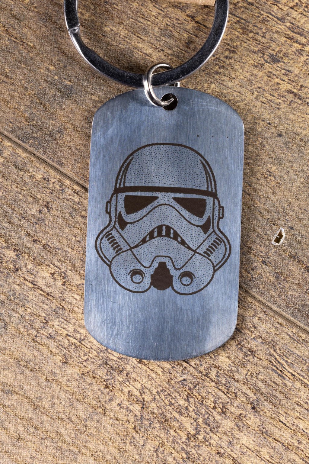 Stormtrooper Keychain – Polished Stainless Steel Laser Engraved Durable Metal Charm