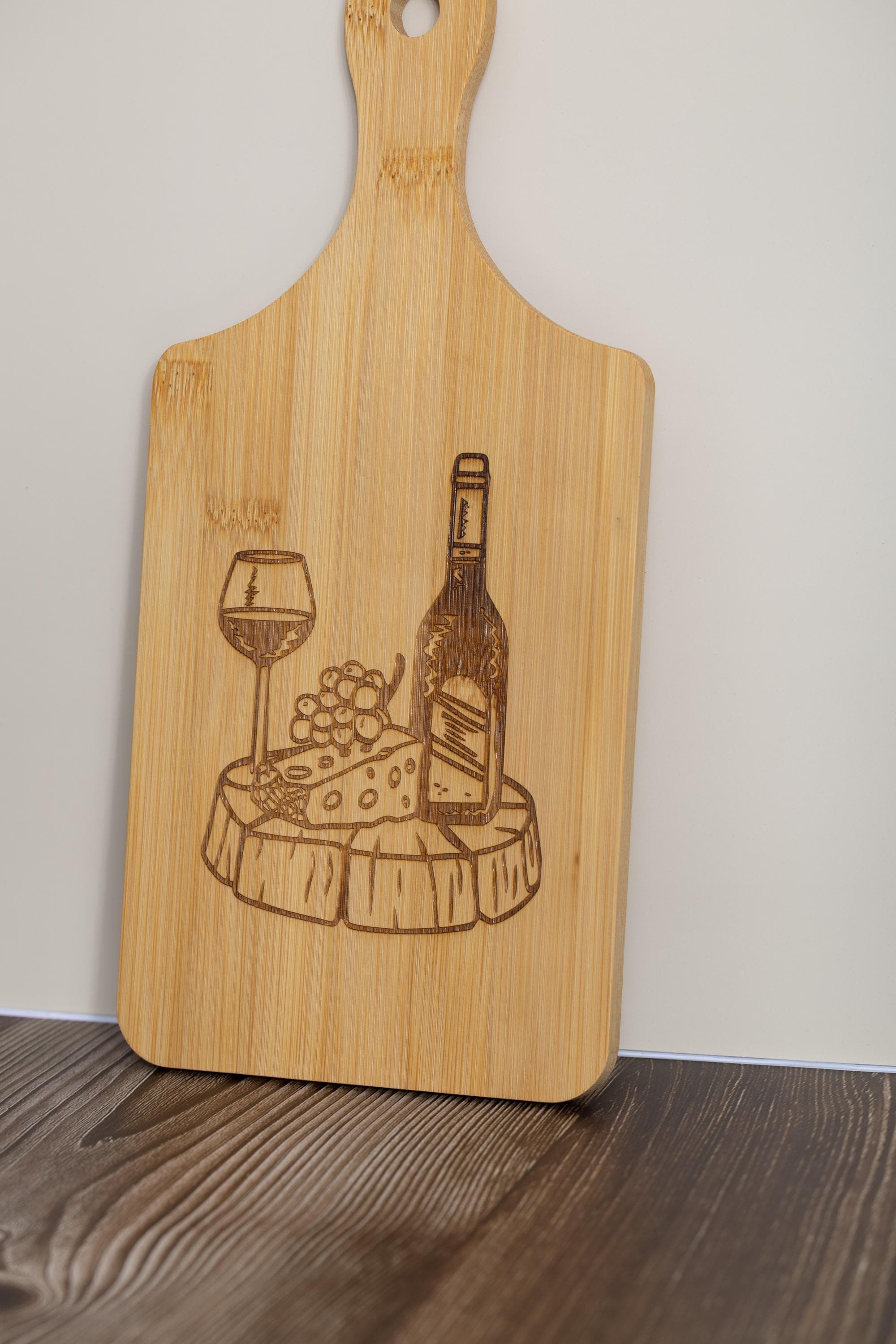 Bamboo Charcuterie Board – Laser Engraved Wine And Cheese Serving Tray