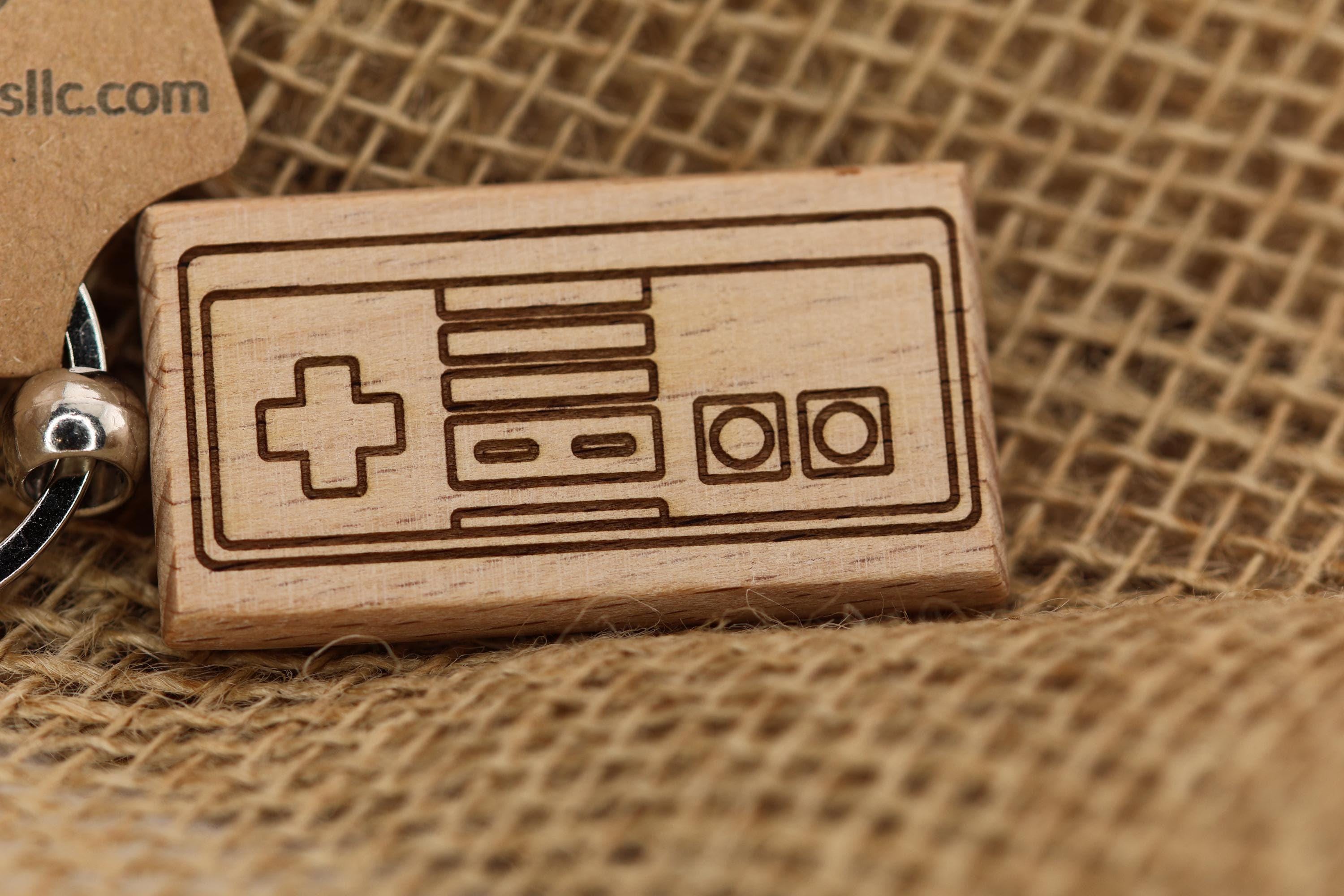 NES Controller Keychain - Hardwood Retro Gaming Gift | Double Sided Engraving