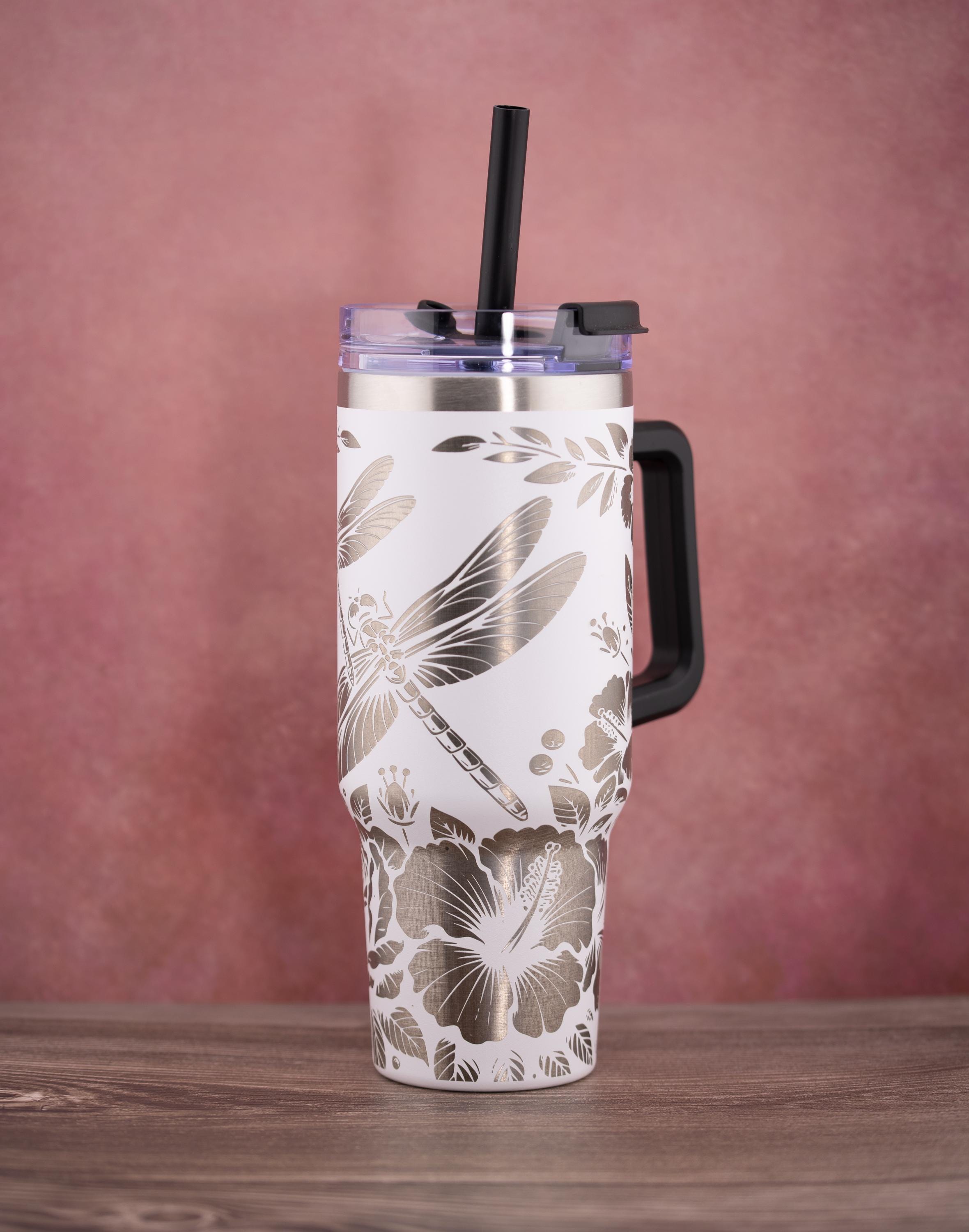 40oz Insulated Tumbler – Dragonfly Engraved Cup | Stainless Steel, Double Wall