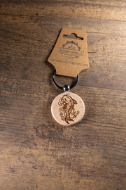 Koi Fish Keychain – Laser Engraved Hardwood With Stainless Steel Ring, Natural Finish