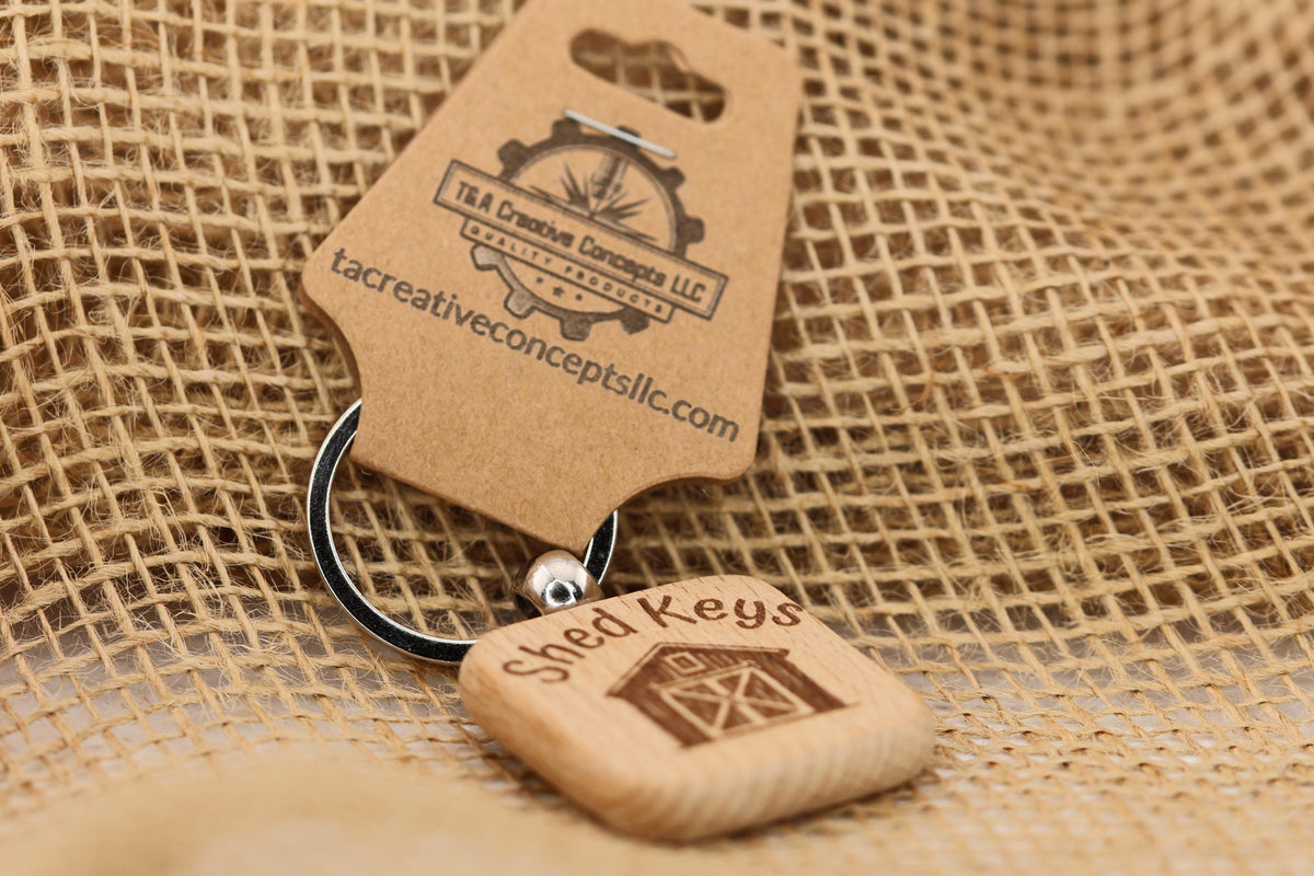Rustic Wood Keychain – Double-Sided Engraving With Stainless Steel Ring