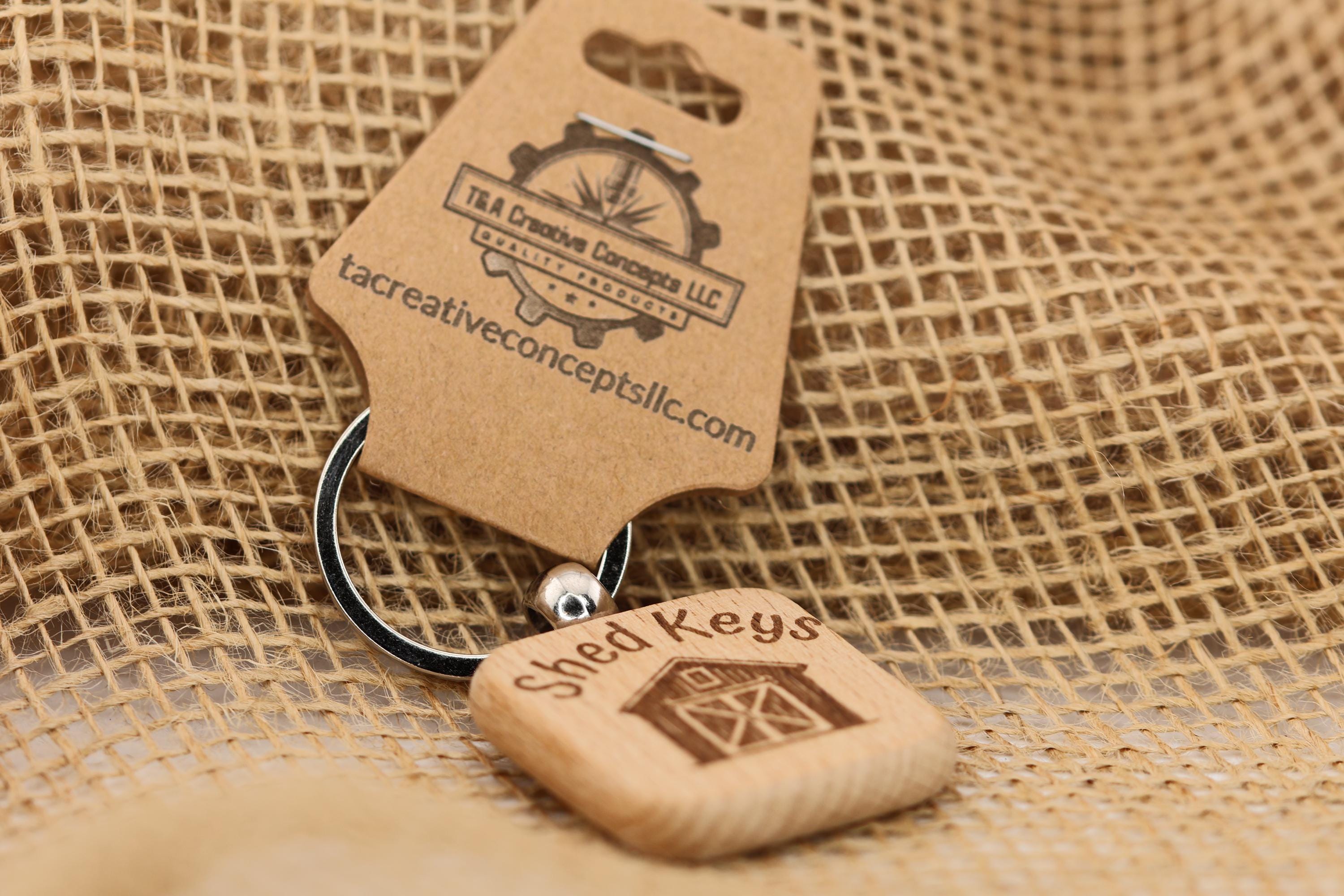 Rustic Wood Keychain – Double-Sided Engraving With Stainless Steel Ring