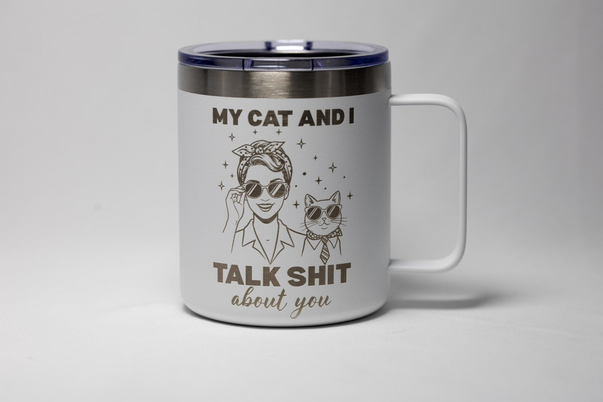 Sarcastic Cat Mug – Funny Stainless Steel Yeti Style Tumbler, 14oz Double Sided Engraving